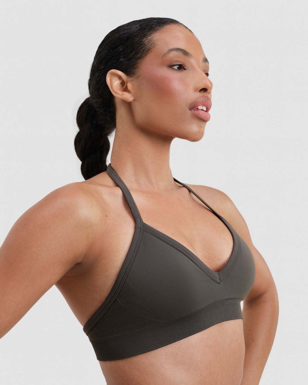 Elevate™ Sculpting Seamless Adjustable Halter Bra | Olive Green