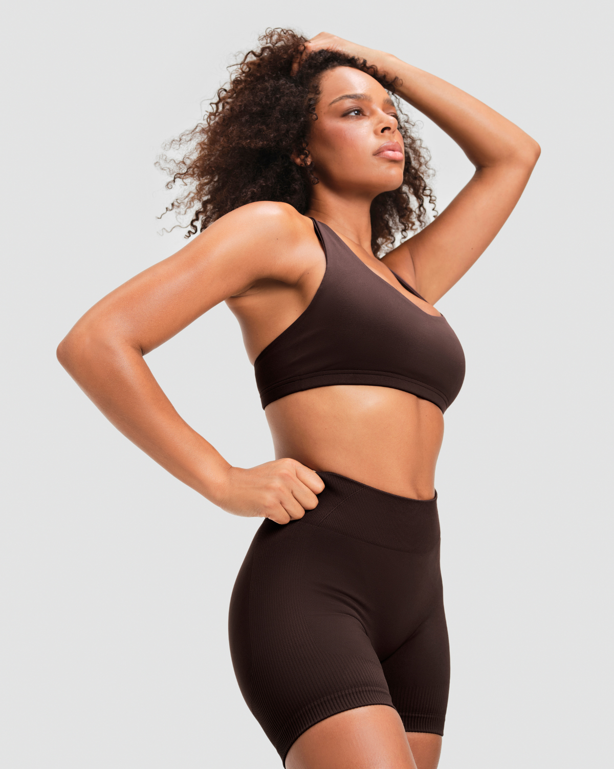 Elevate™ Sculpting Mid Waist Scrunch Shorter Shorts | Coffee