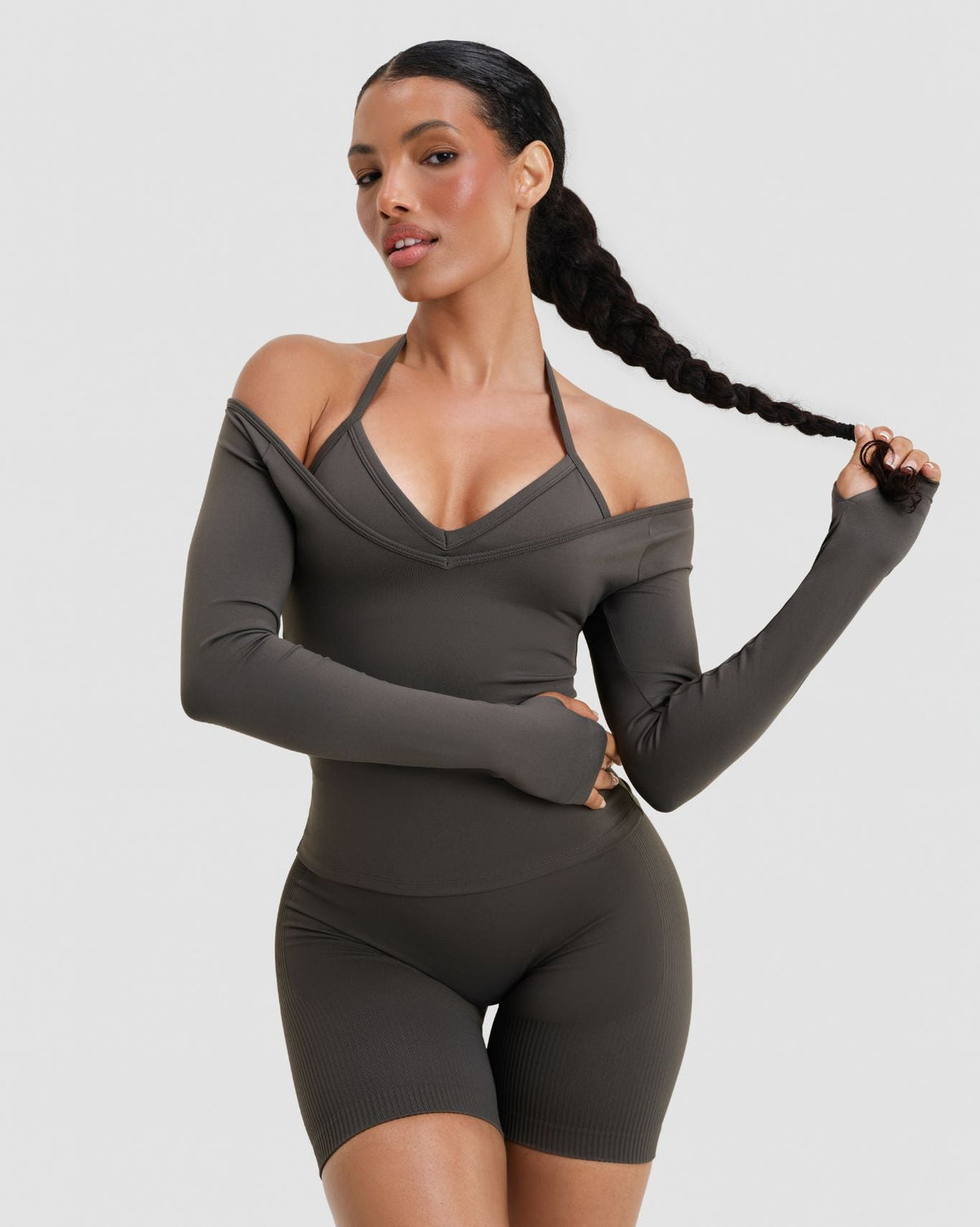 Elevate™ Sculpting Seamless V-Neck Top | Olive Green