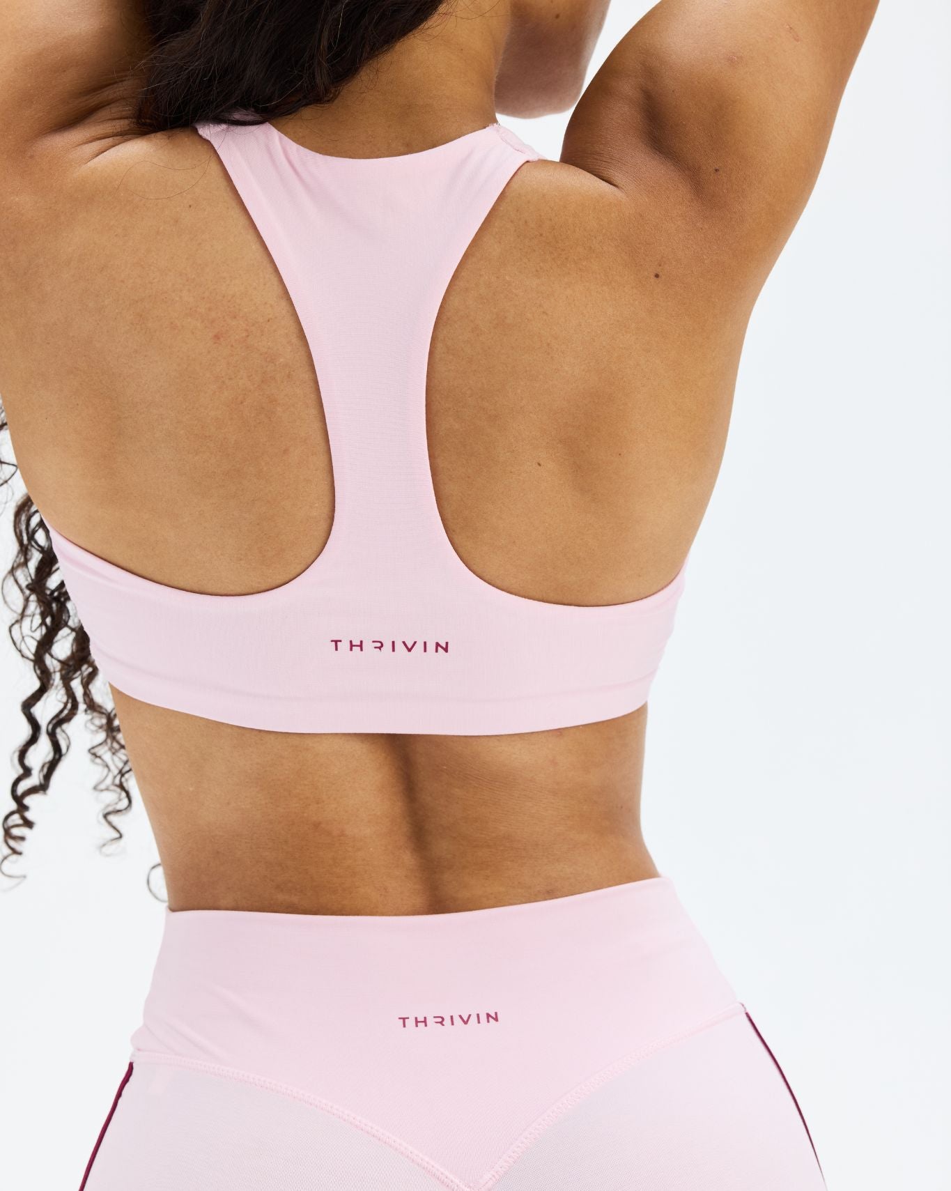 Essence Stripe Racer Back Sports Bra | Cherry Blossom