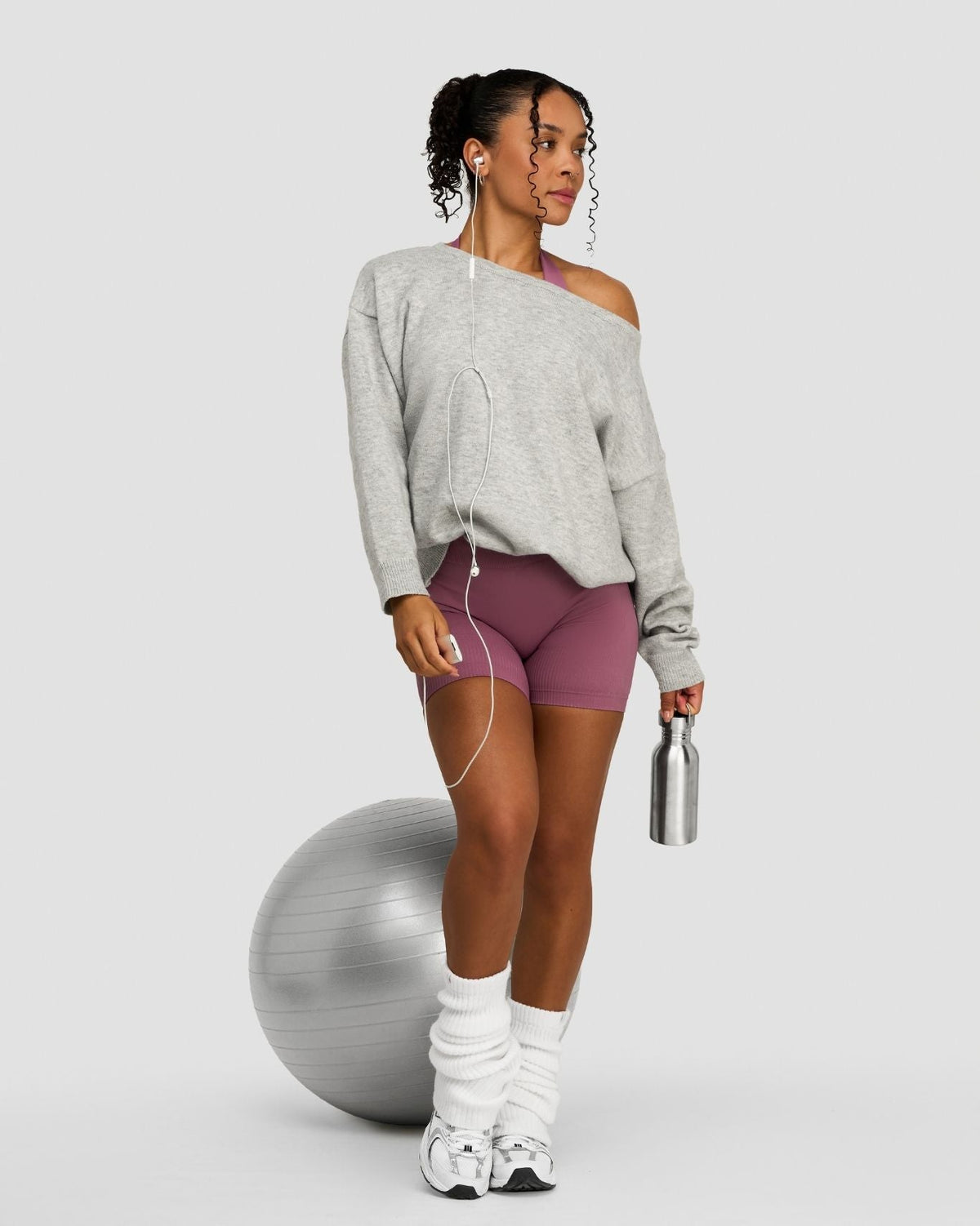 The Essential Collection Off The Shoulder Wool Blend Sweater | Grey Melange