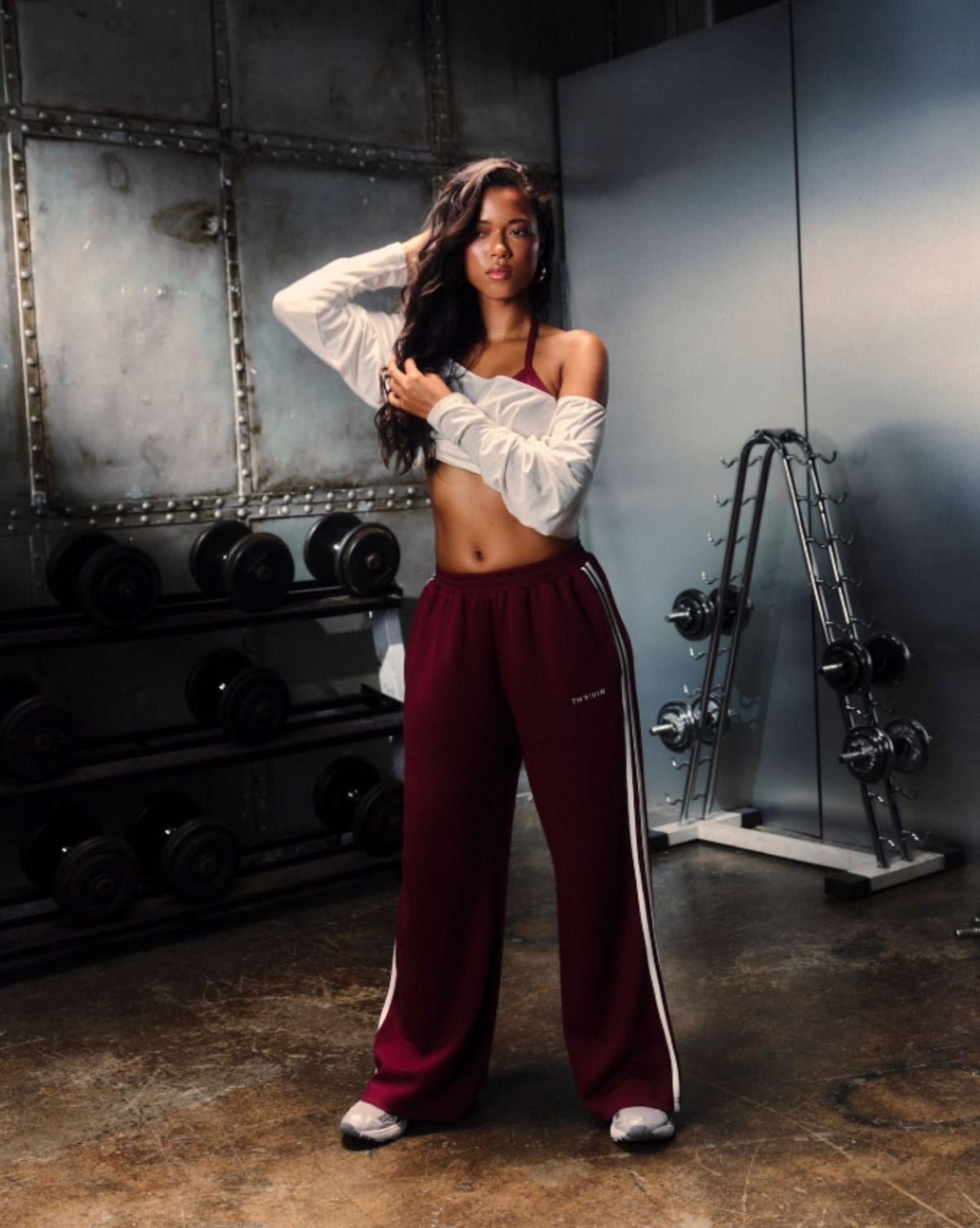 Wide Leg Striped Joggers | Fine Wine