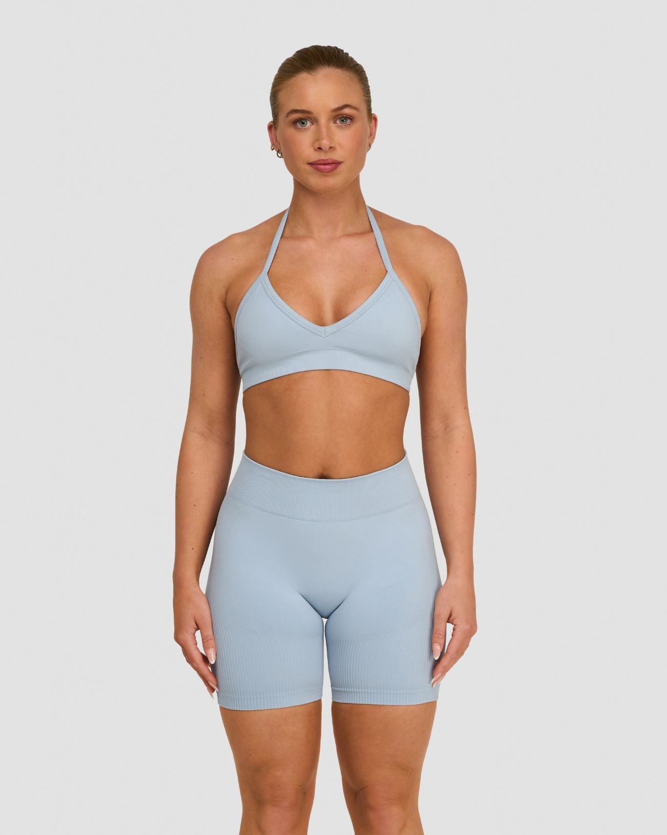 Elevate™ Sculpting Seamless Adjustable Halter Bra | Blue Haze