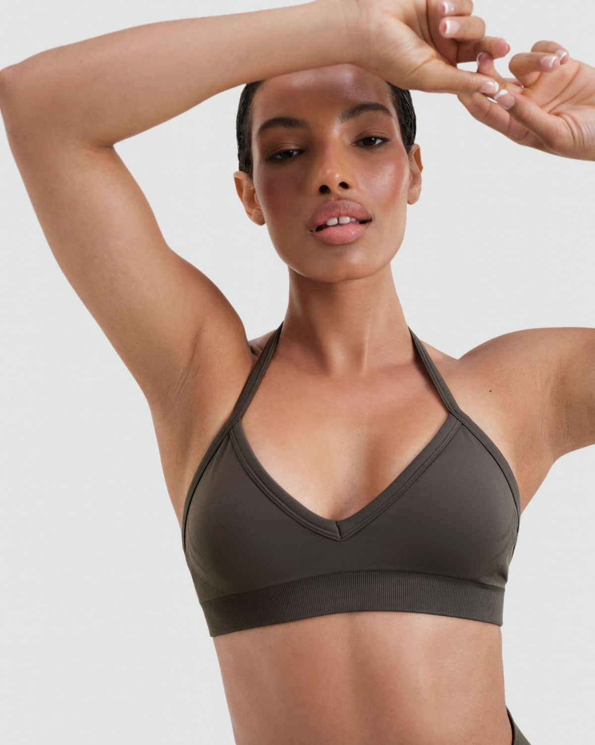 Elevate™ Sculpting Seamless Adjustable Halter Bra | Olive Green