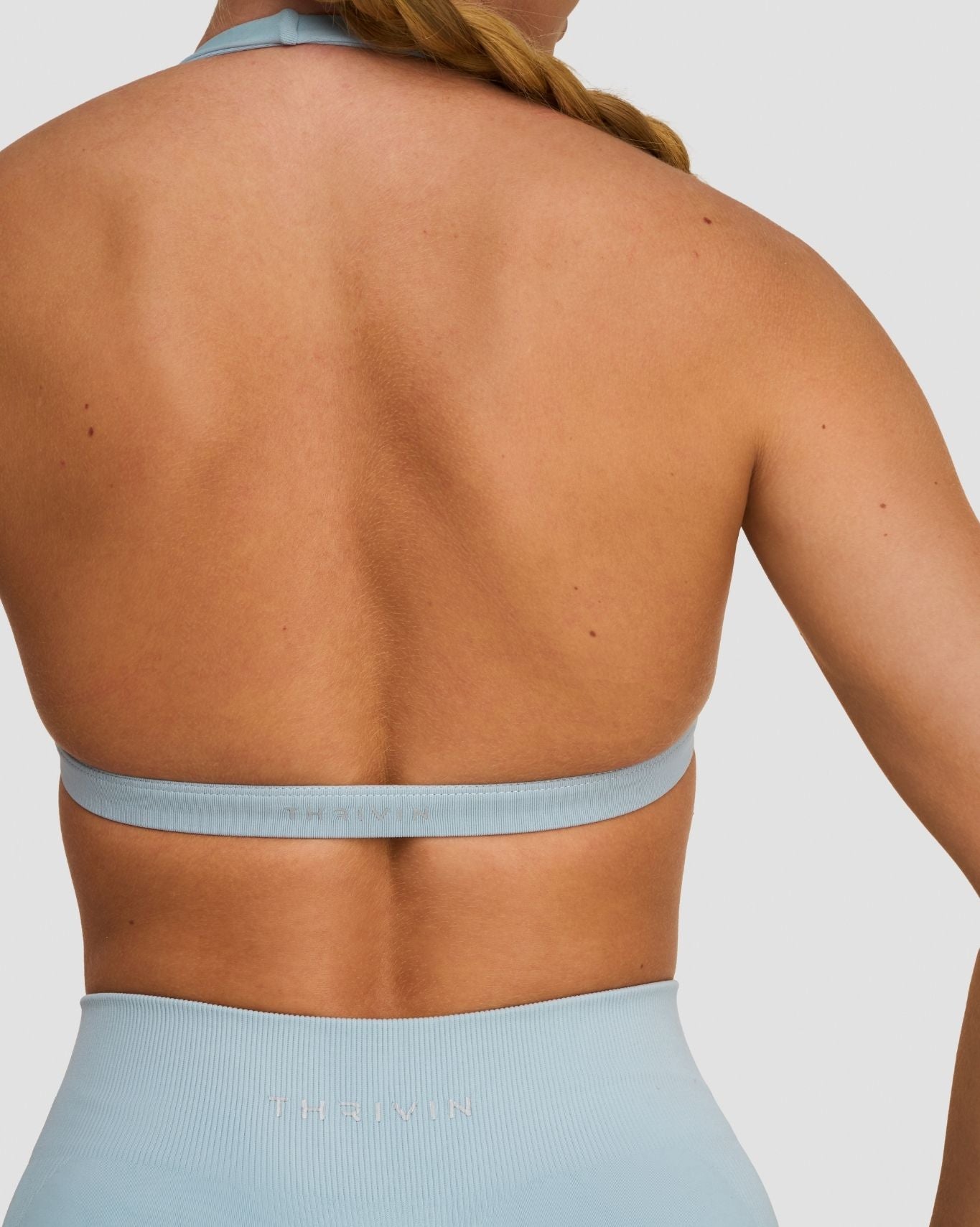 Elevate™ Sculpting Seamless V-Neck Halter Bra | Blue Haze