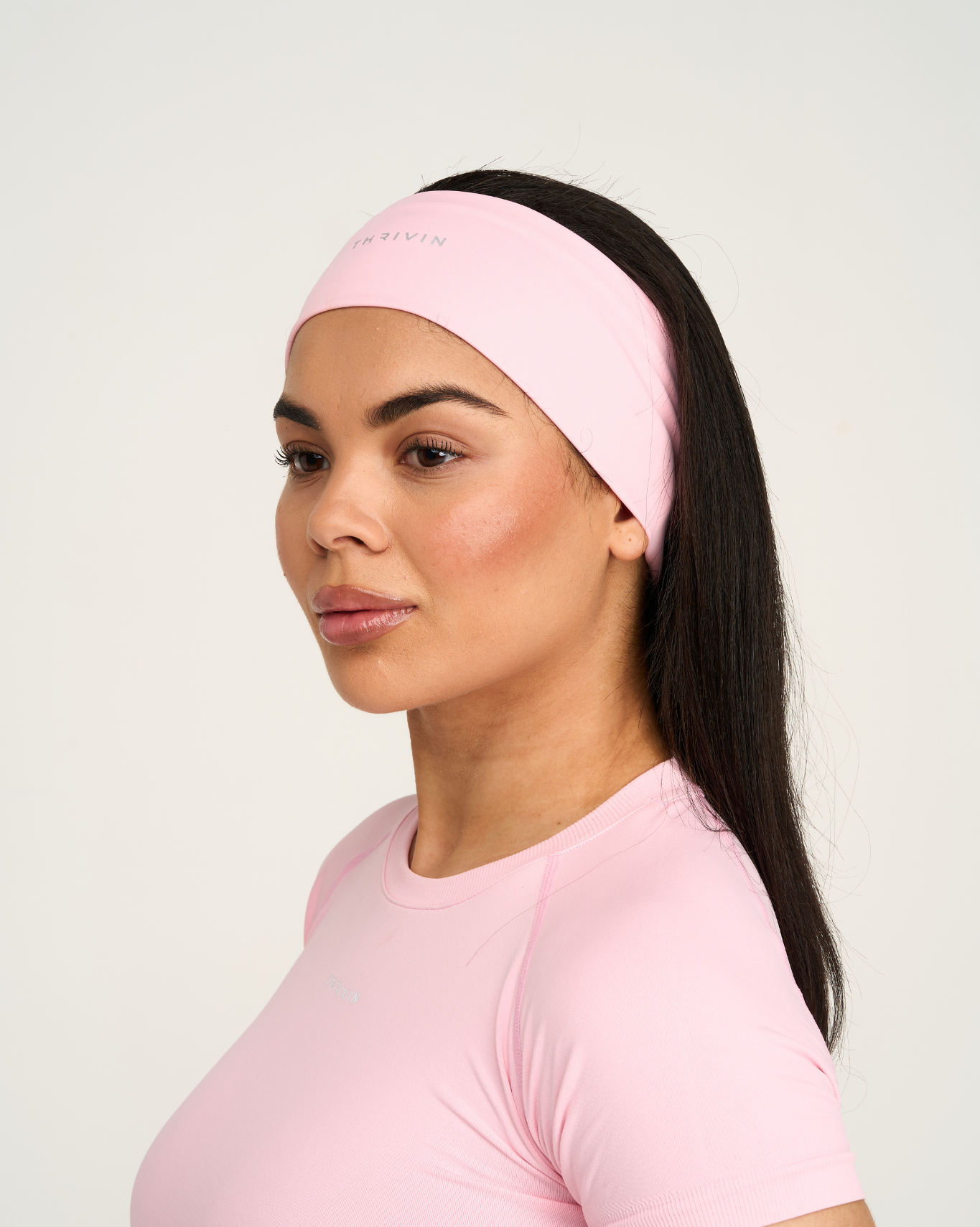 The Essential Collection Chrome Logo Headband | Cotton Pink