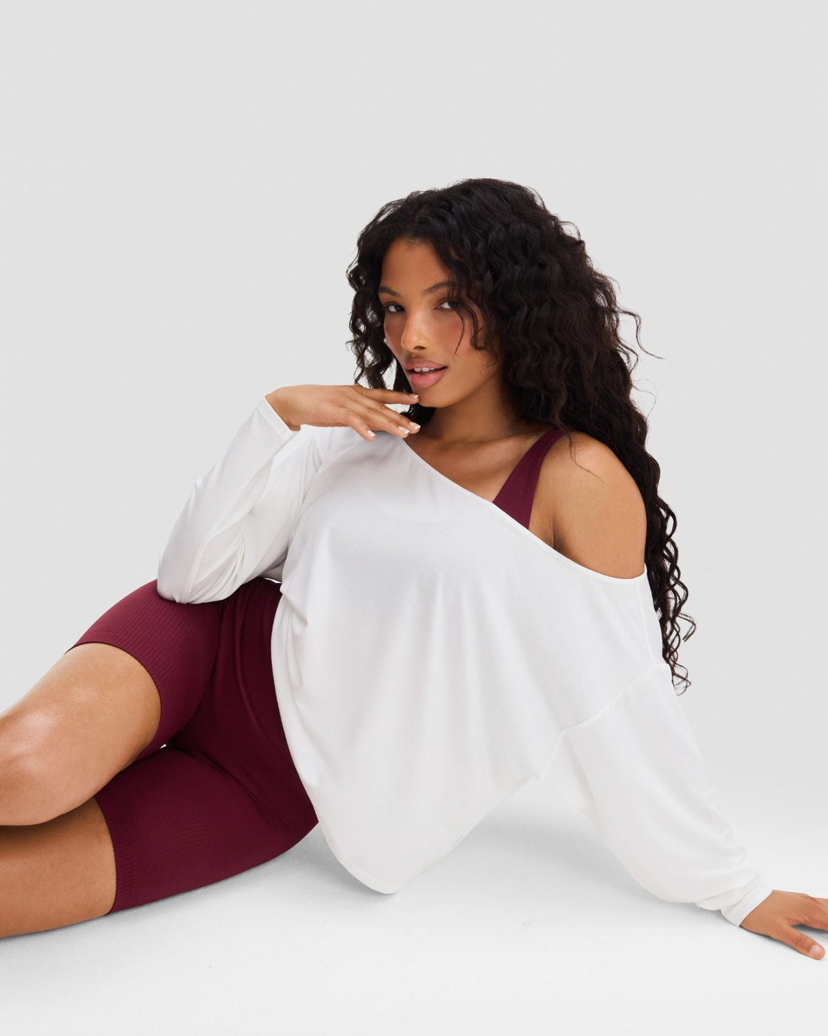Essential Long Sleeve Off Shoulder Top | Cream