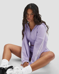 Essential Jersey Stripe Zip Up Jacket | Lilac