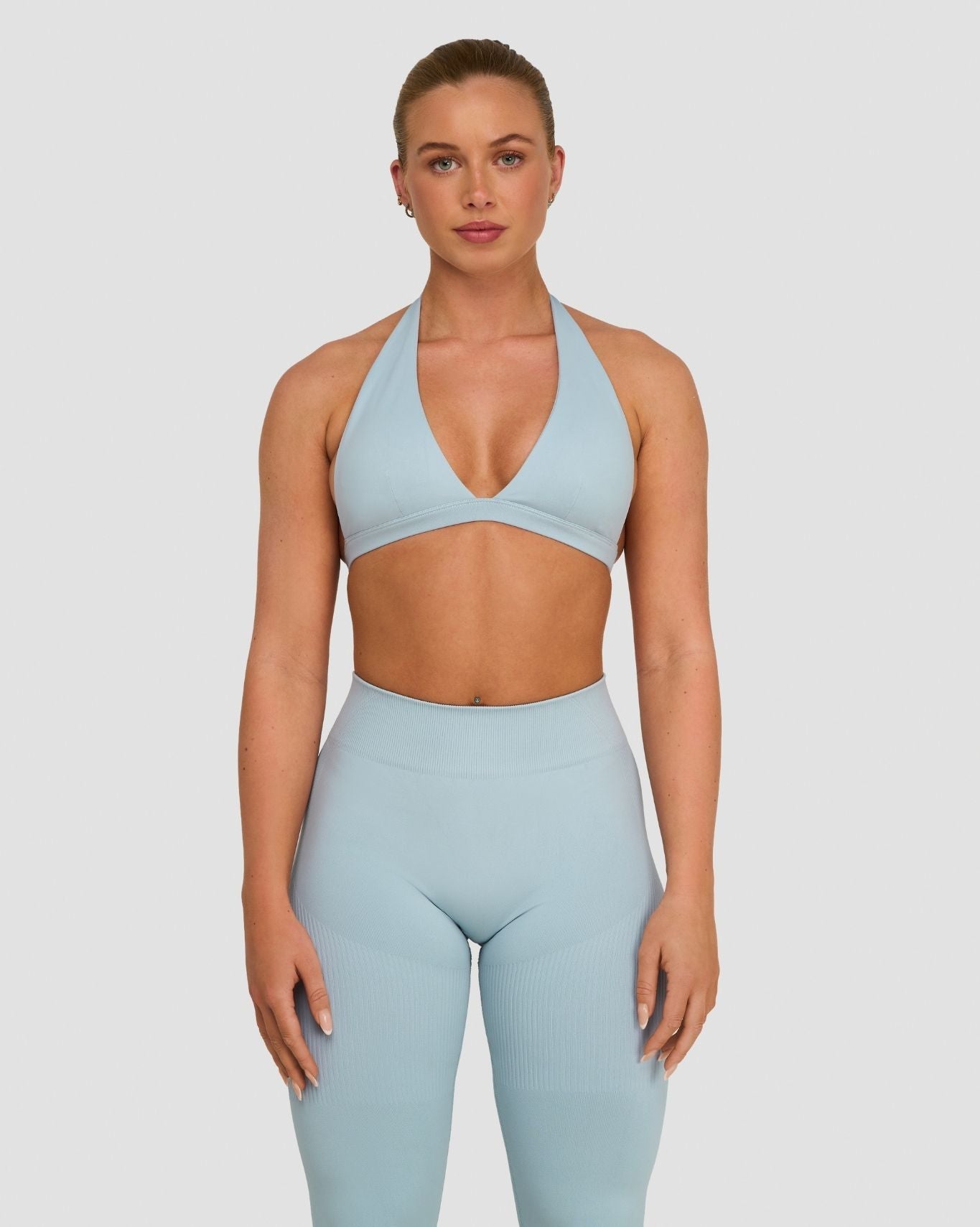Elevate™ Sculpting Seamless V-Neck Halter Bra | Blue Haze