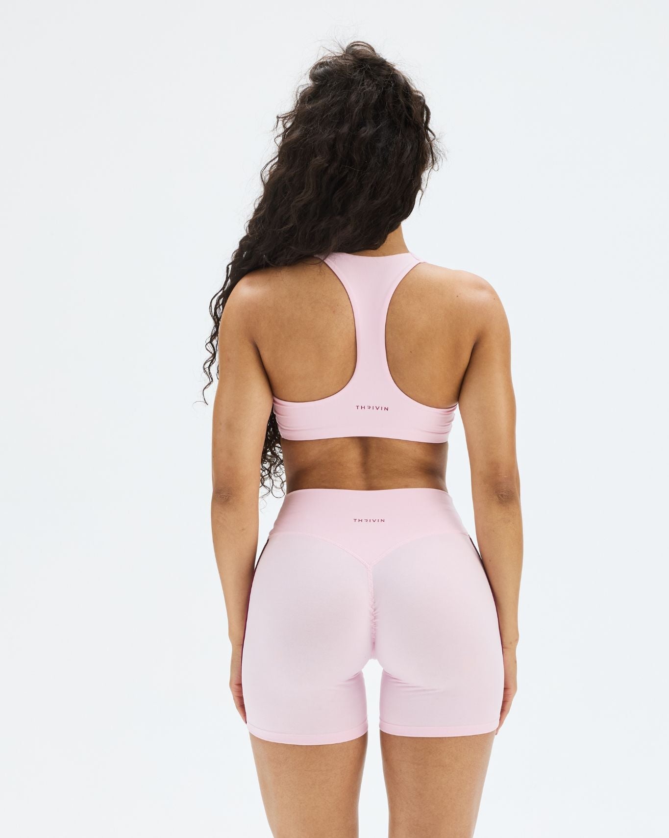 Essence Stripe Racer Back Sports Bra | Cherry Blossom