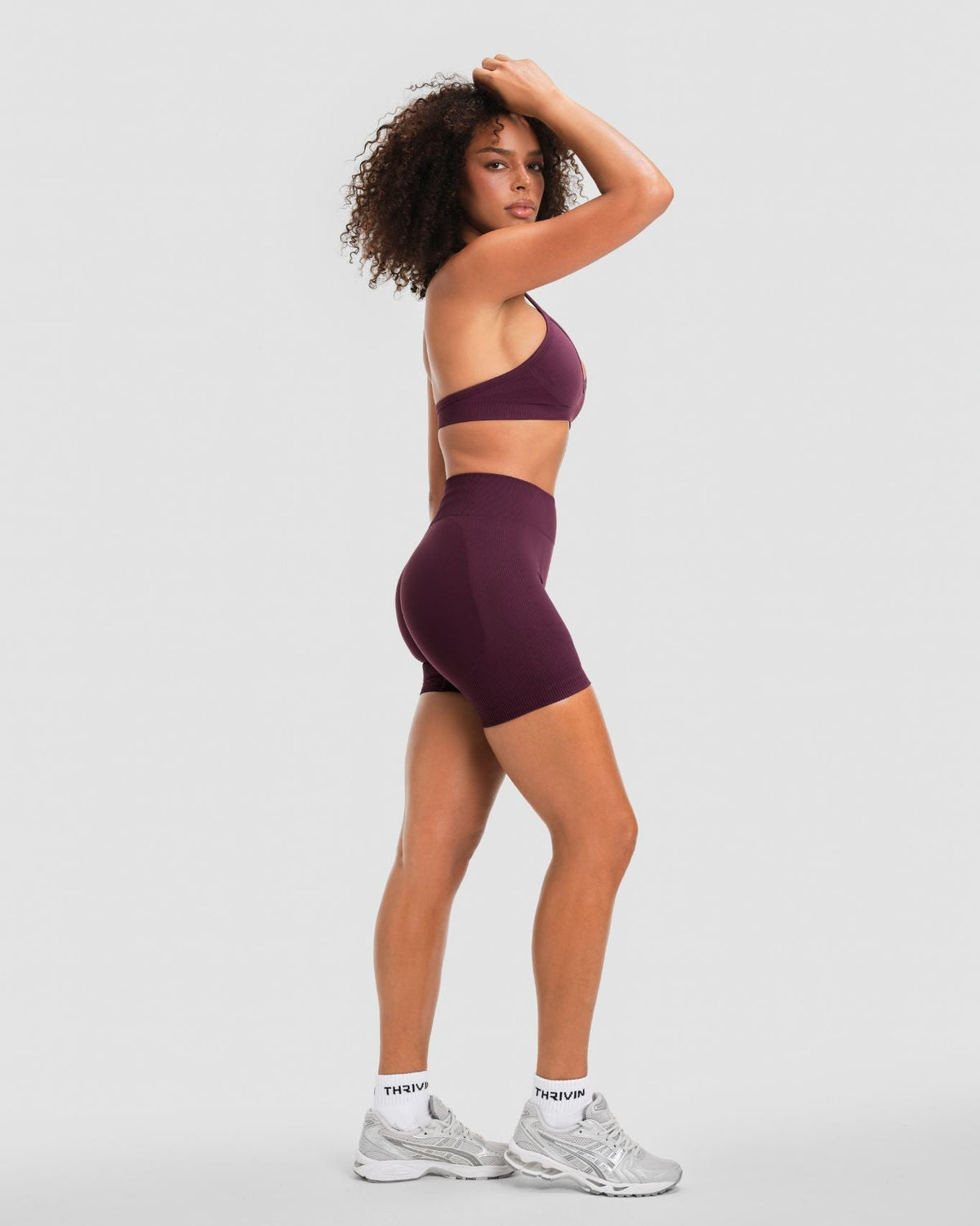 Elevate™ Sculpting Mid Waist Scrunch Shorter Shorts | Winter Plum
