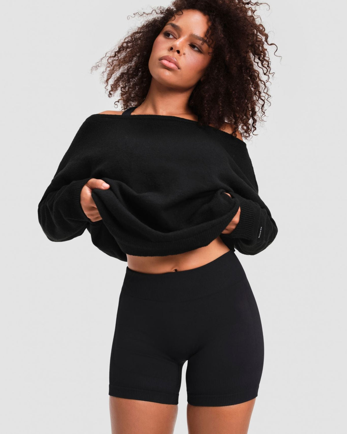 The Essential Collection Off The Shoulder Wool Blend Sweater | Night Black