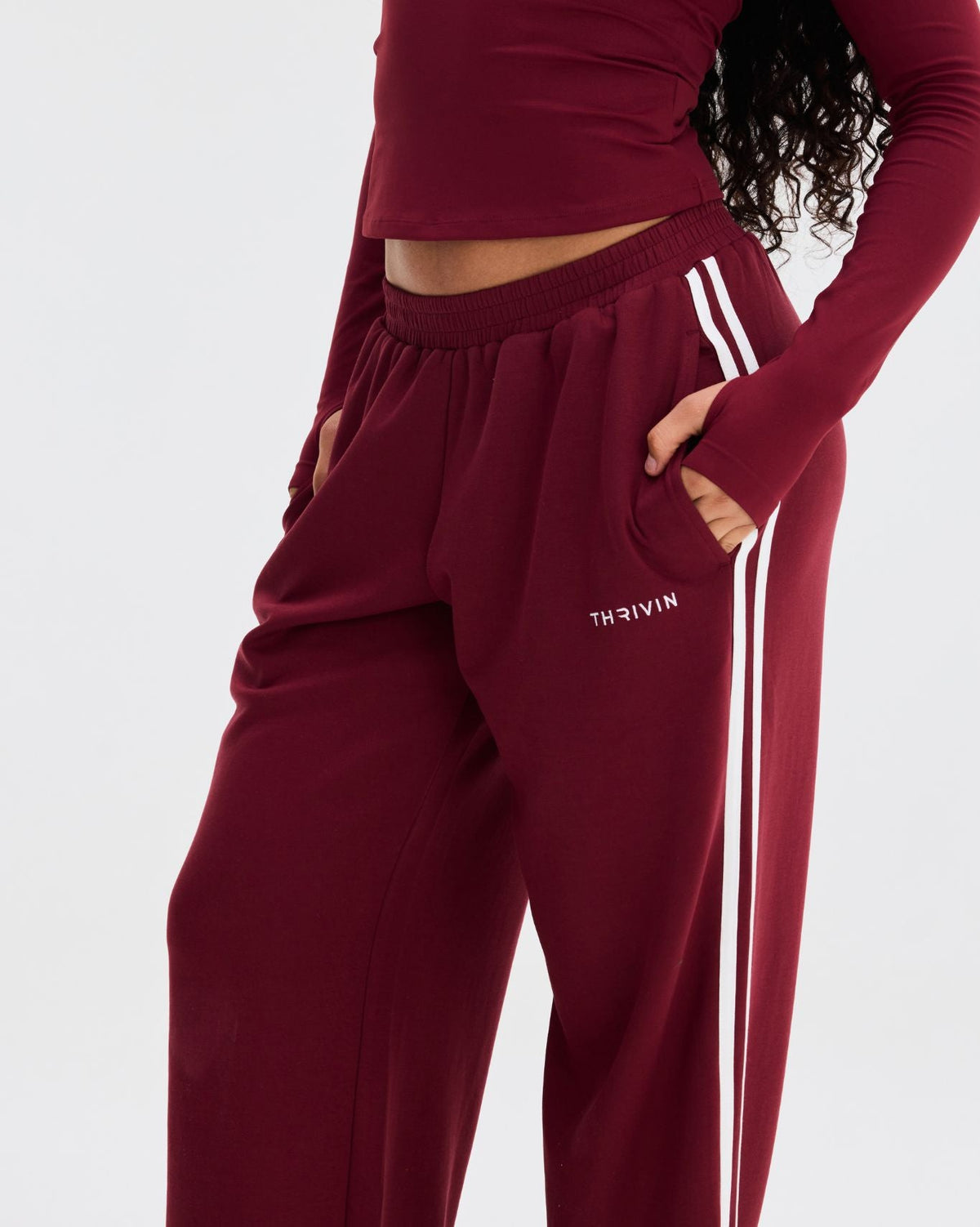Wide Leg Striped Joggers | Fine Wine