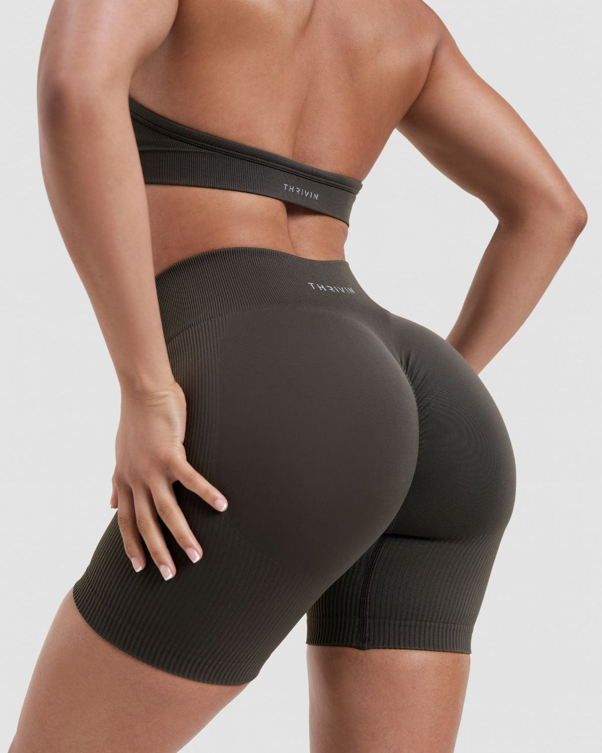 Elevate™ Sculpting Mid Waist Scrunch Shorts | Olive Green