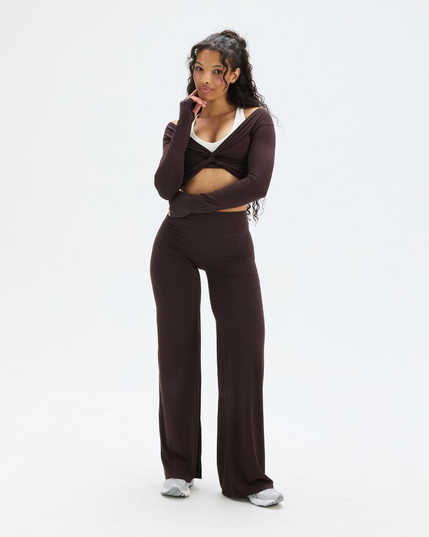 Essence Twist Knot Long Sleeve Top | Coffee