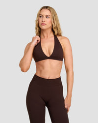 Elevate™ Sculpting Seamless V-Neck Halter Bra | Coffee