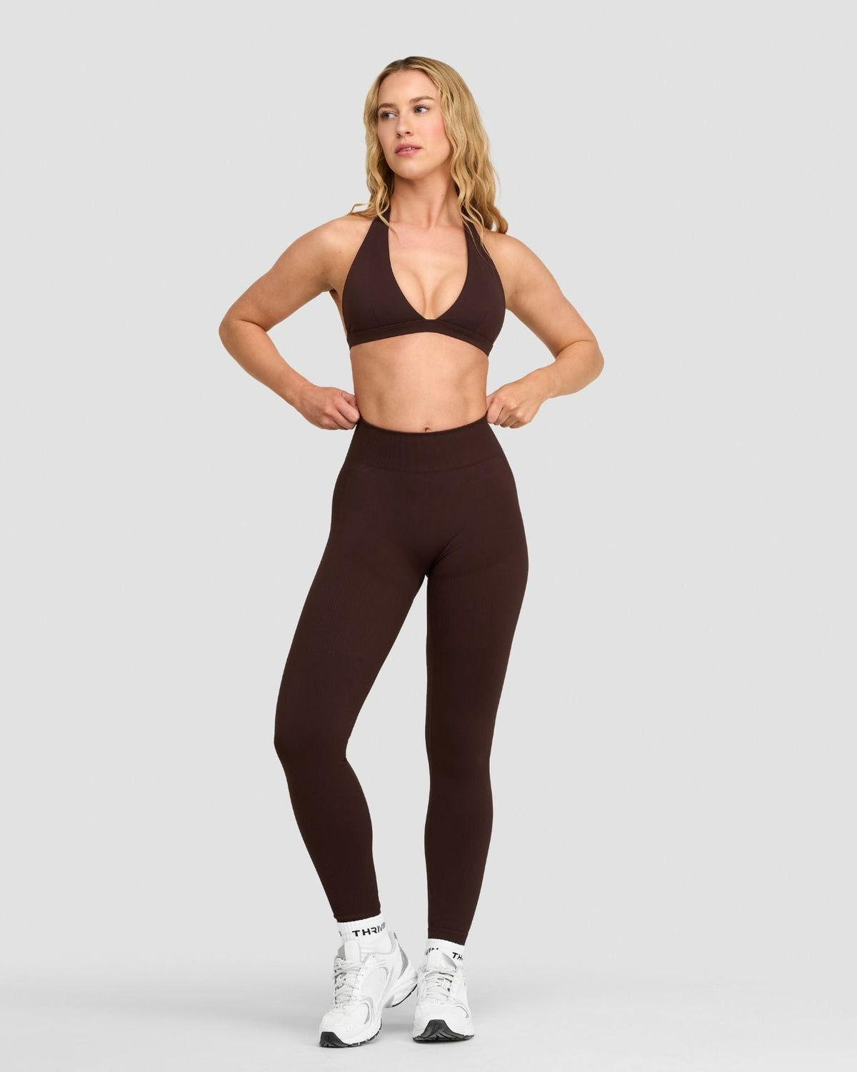 Elevate™ Sculpting Seamless V-Neck Halter Bra | Coffee