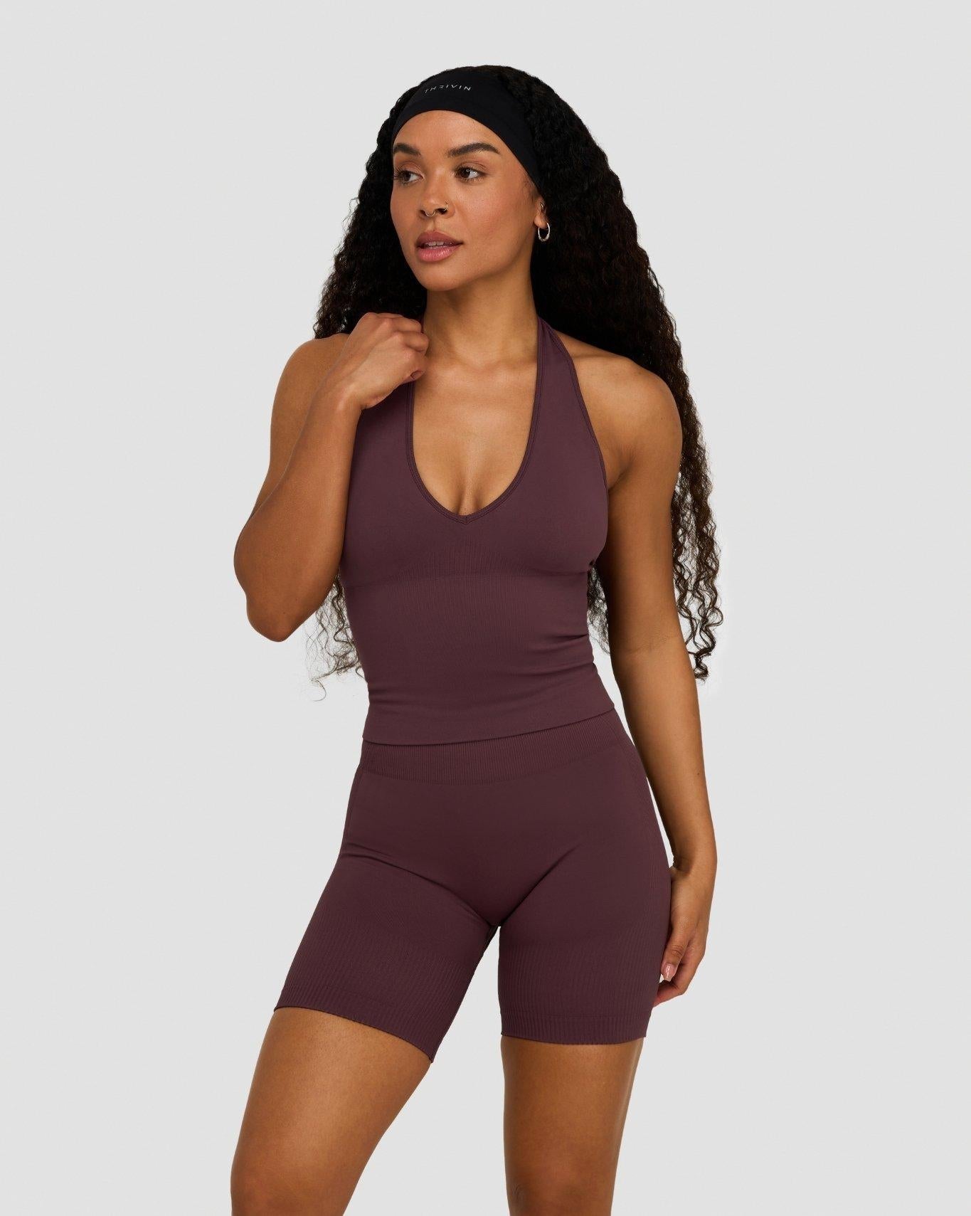 Elevate™ Sculpting Seamless Halterneck Top | Dark Mauve