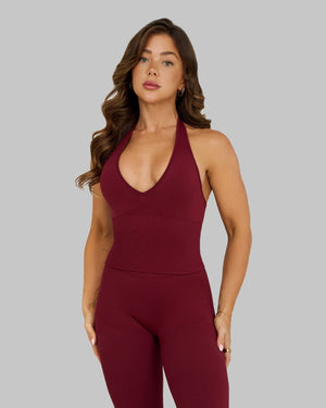 Elevate™ Sculpting Seamless Halterneck Top | Fine Wine