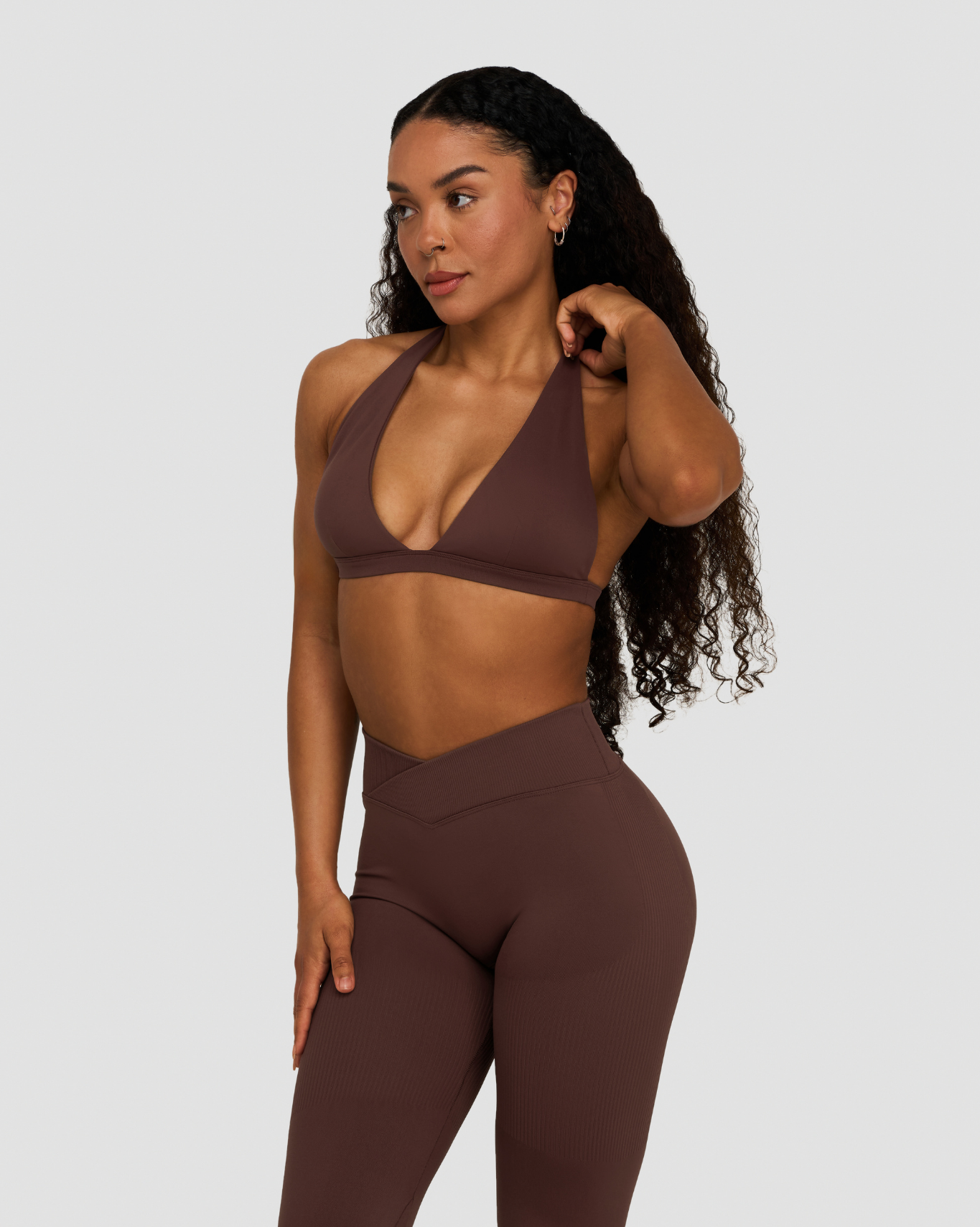 Elevate™ Sculpting Seamless V-Neck Halter Bra | Dark Mauve