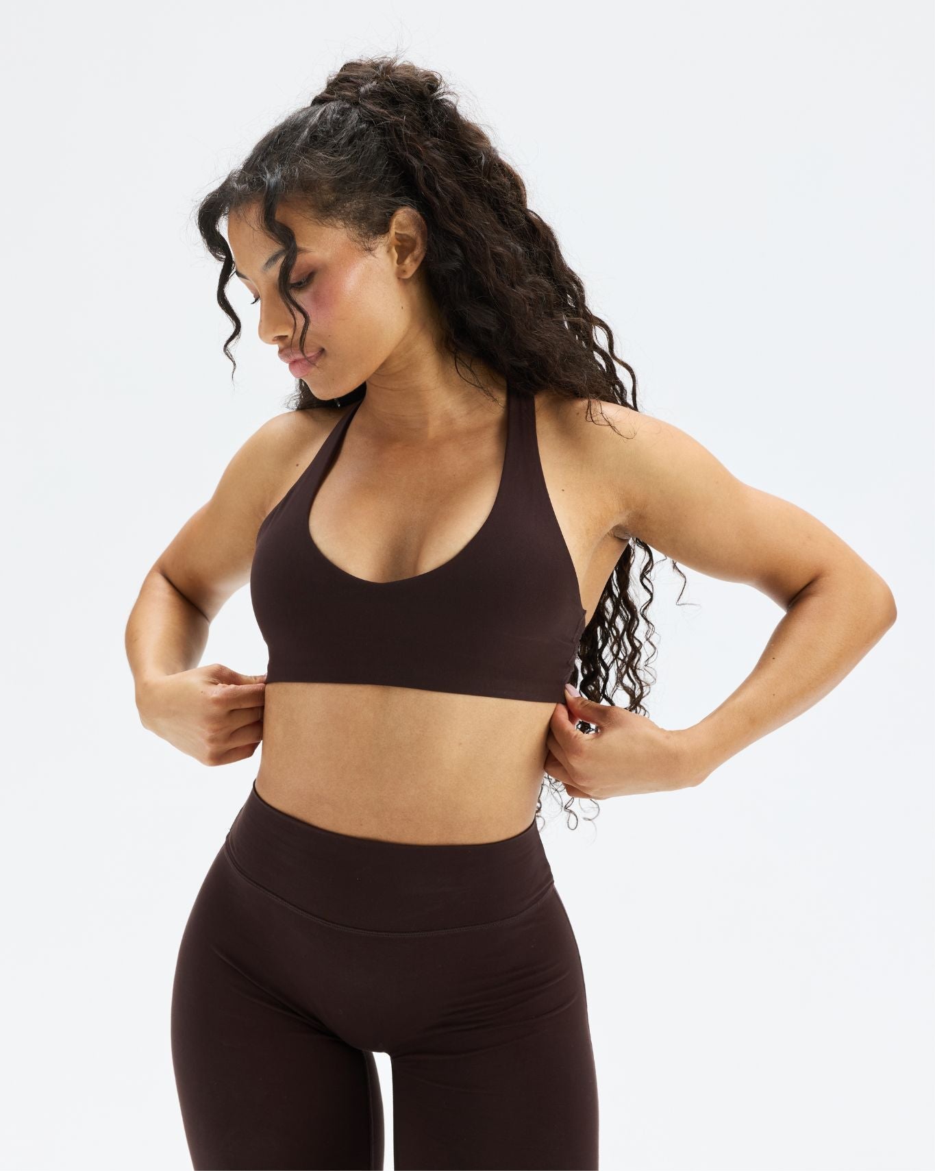 Essence Racer Back Sports Bra | Coffee