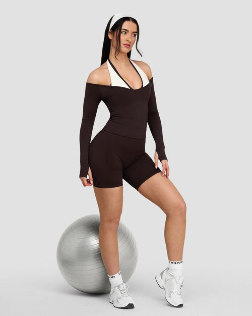 Elevate™ Sculpting Seamless V-Neck Top | Coffee