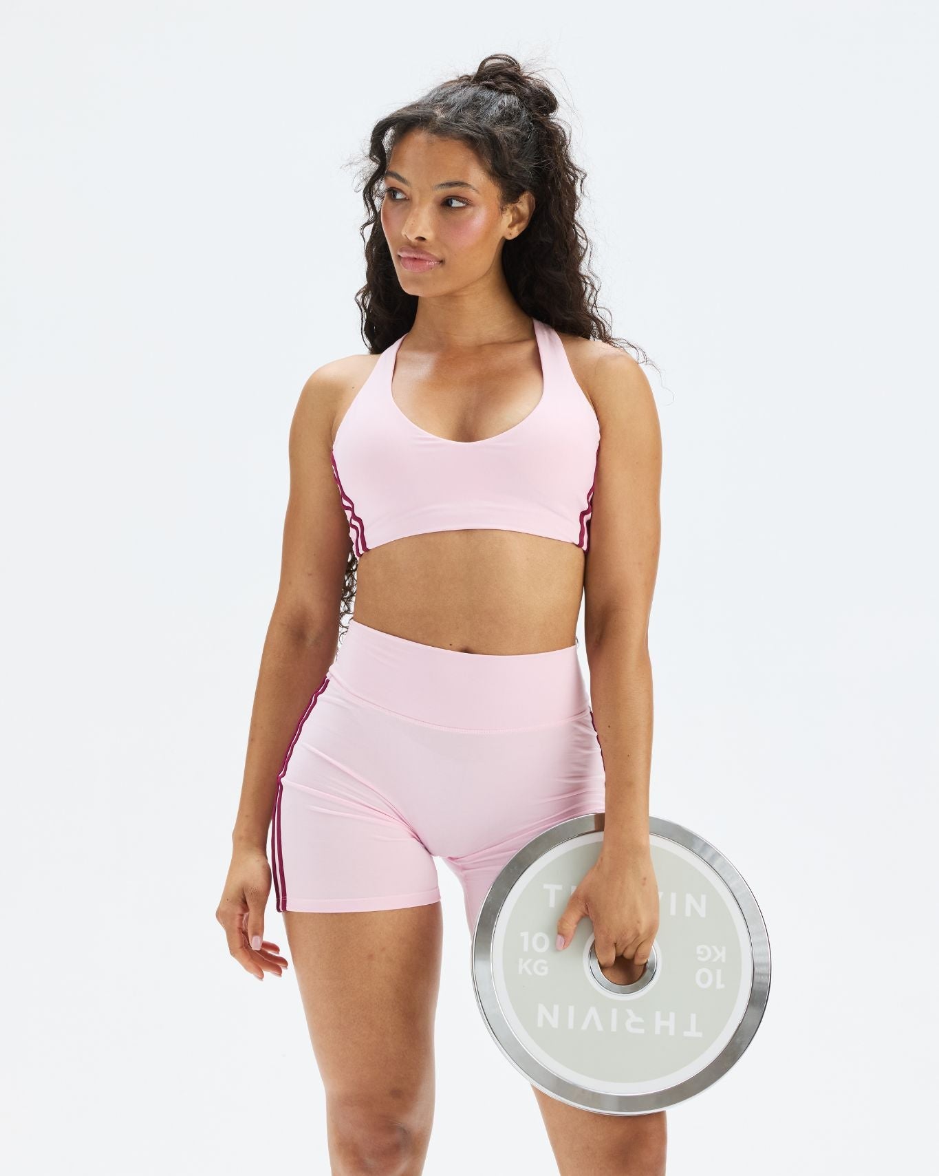 Essence Stripe Racer Back Sports Bra | Cherry Blossom