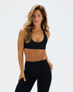 Essence Racer Back Sports Bra | Night Black