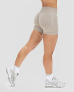 Elevate™ Sculpting Mid Waist Scrunch Shorter Shorts | Latte