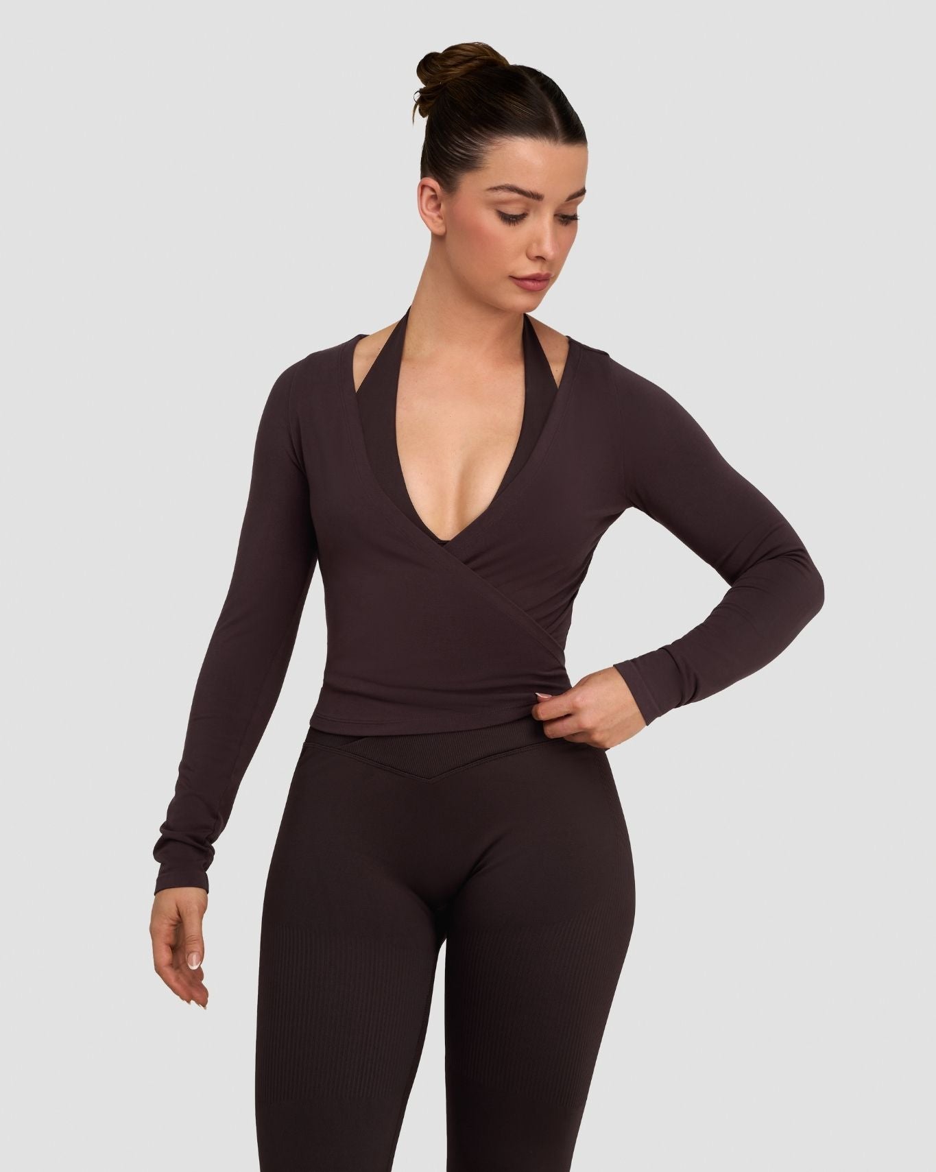 The Essential Collection Wrap Top | Coffee