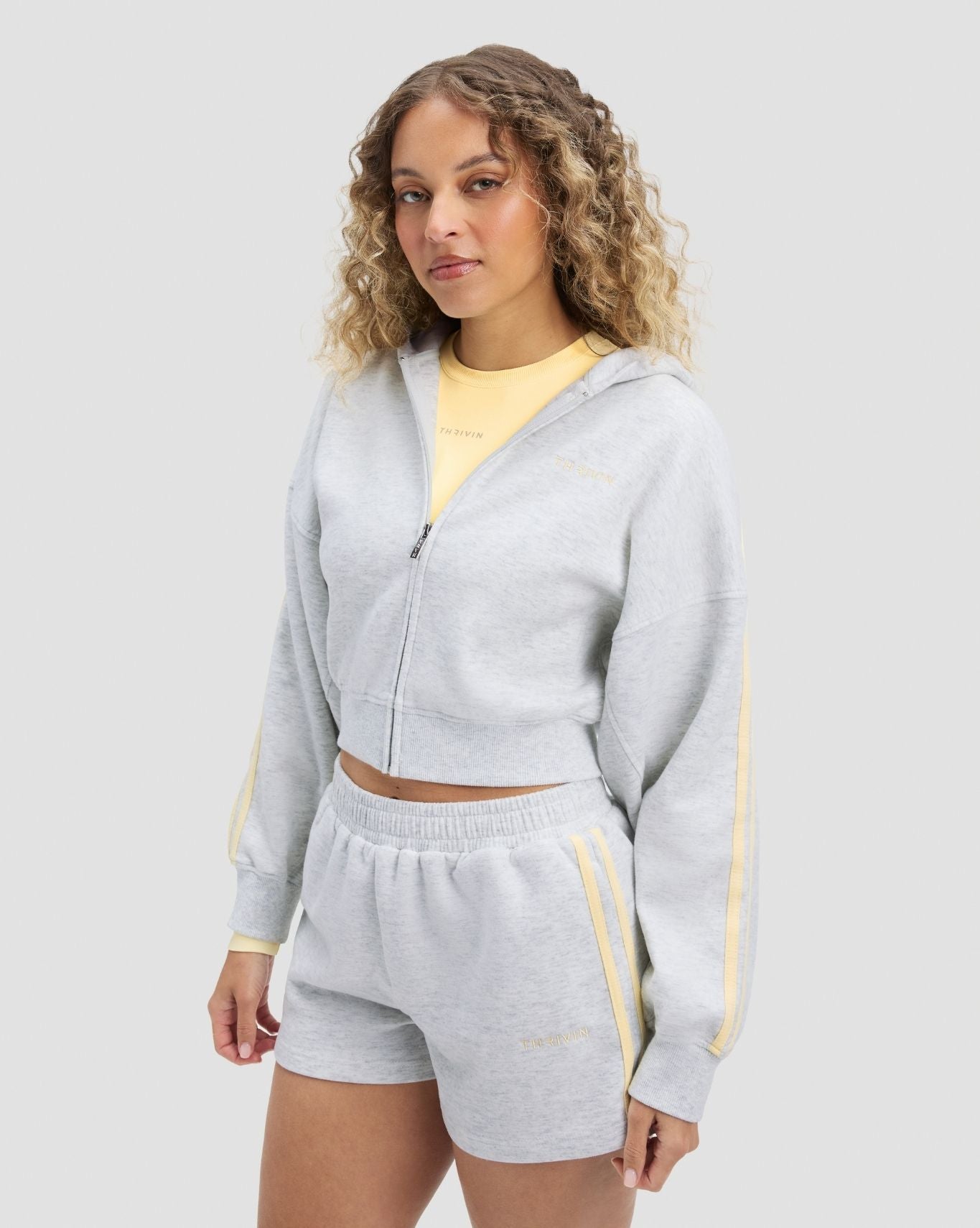 Essential Jersey Stripe Zip Up Jacket | Marl