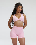 Elevate™ Sculpting Mid Waist Scrunch Shorter Shorts | Cotton Pink