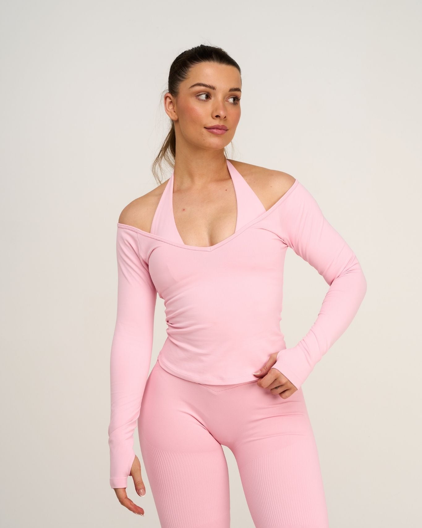 Elevate™ Sculpting Seamless V-Neck Top | Cotton Pink