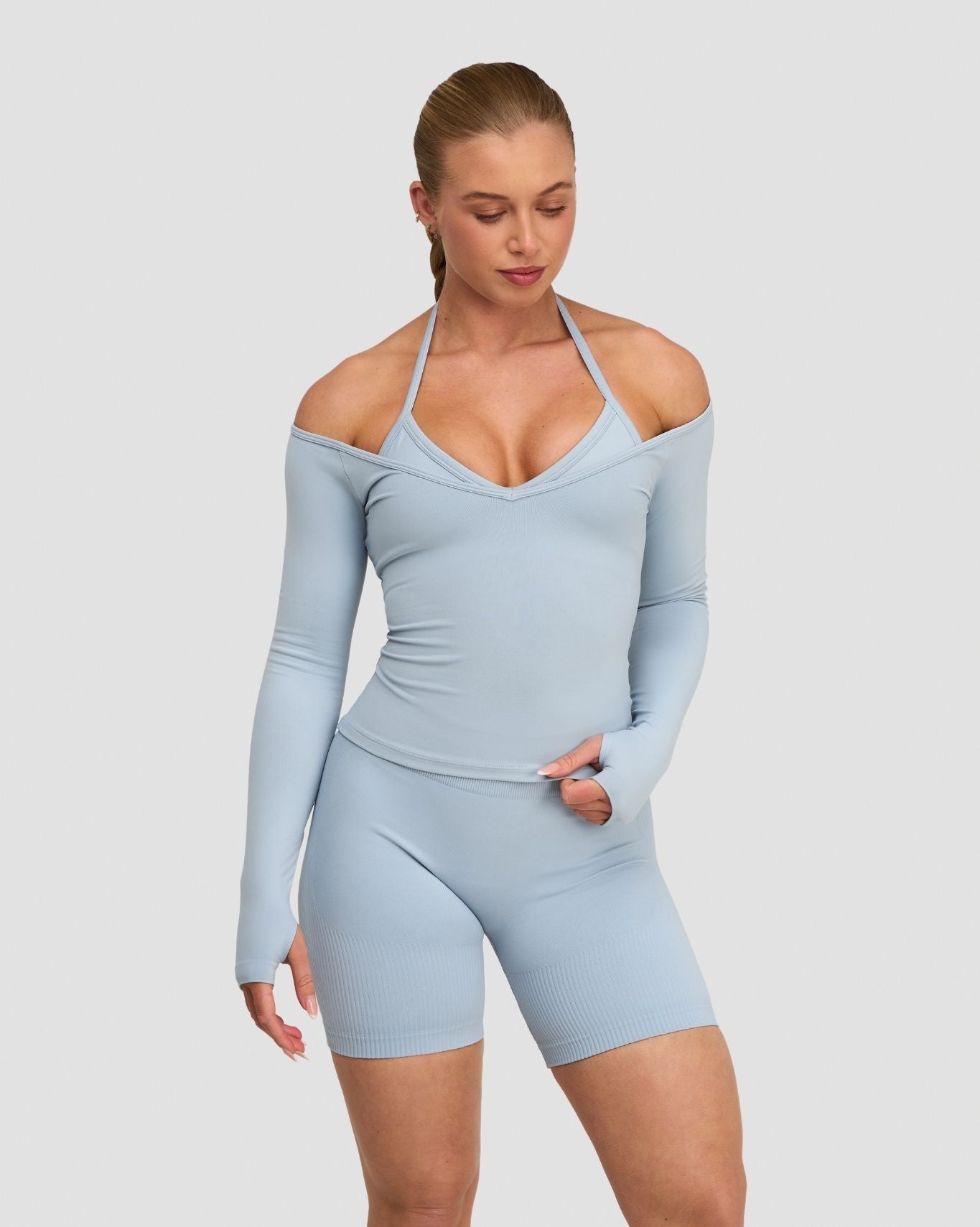 Elevate™ Sculpting Seamless V-Neck Top | Blue Haze