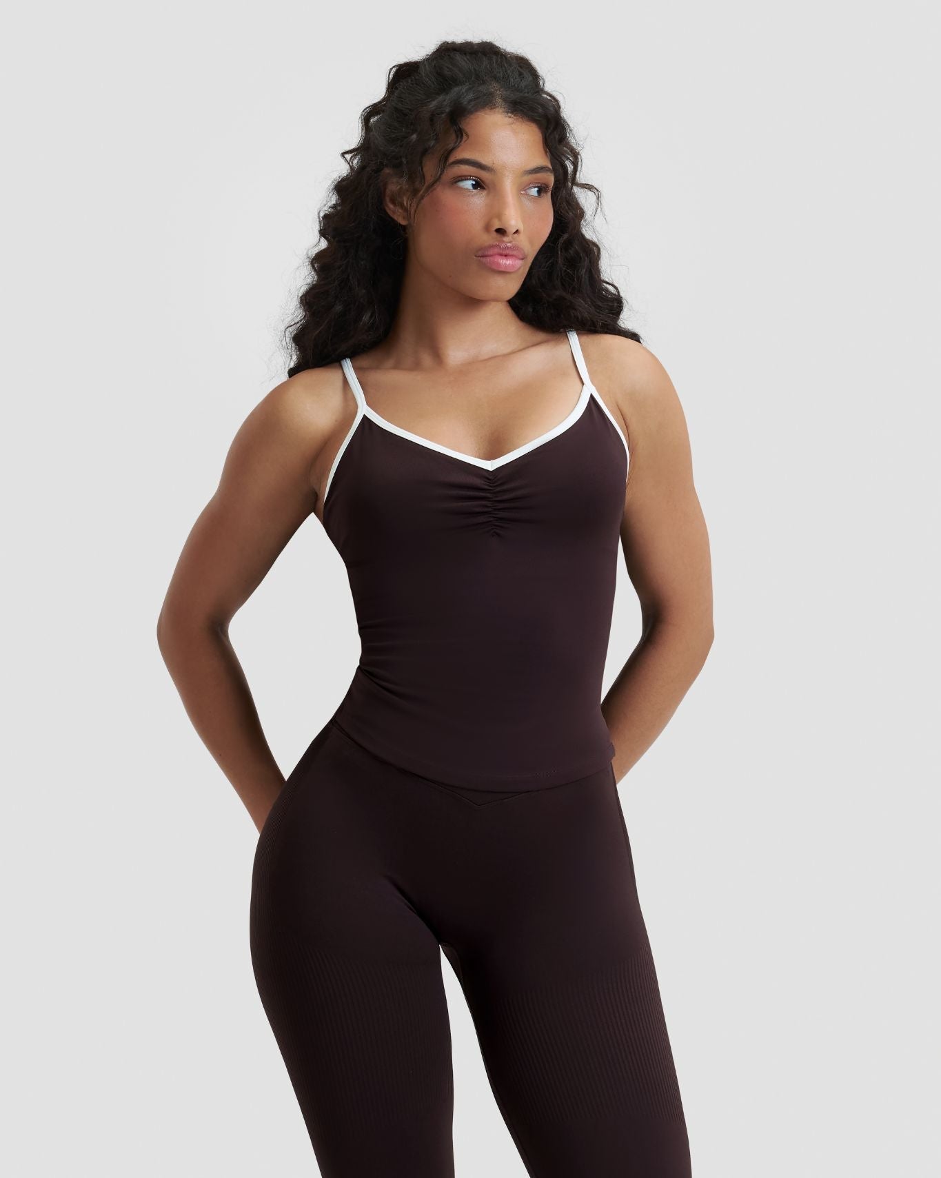 Elevate™ Outline Cross Back Tank Top | Coffee