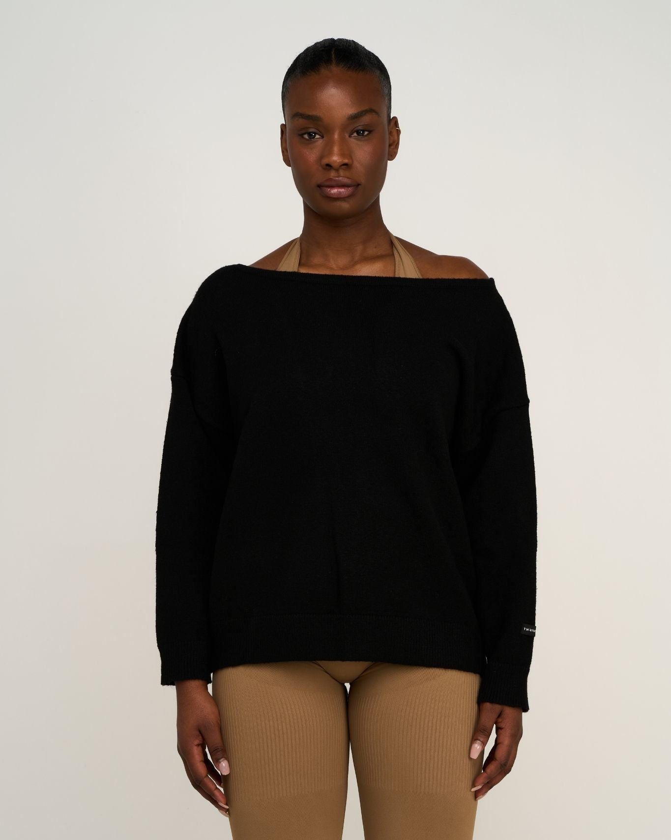 The Essential Collection Off The Shoulder Wool Blend Sweater | Night Black