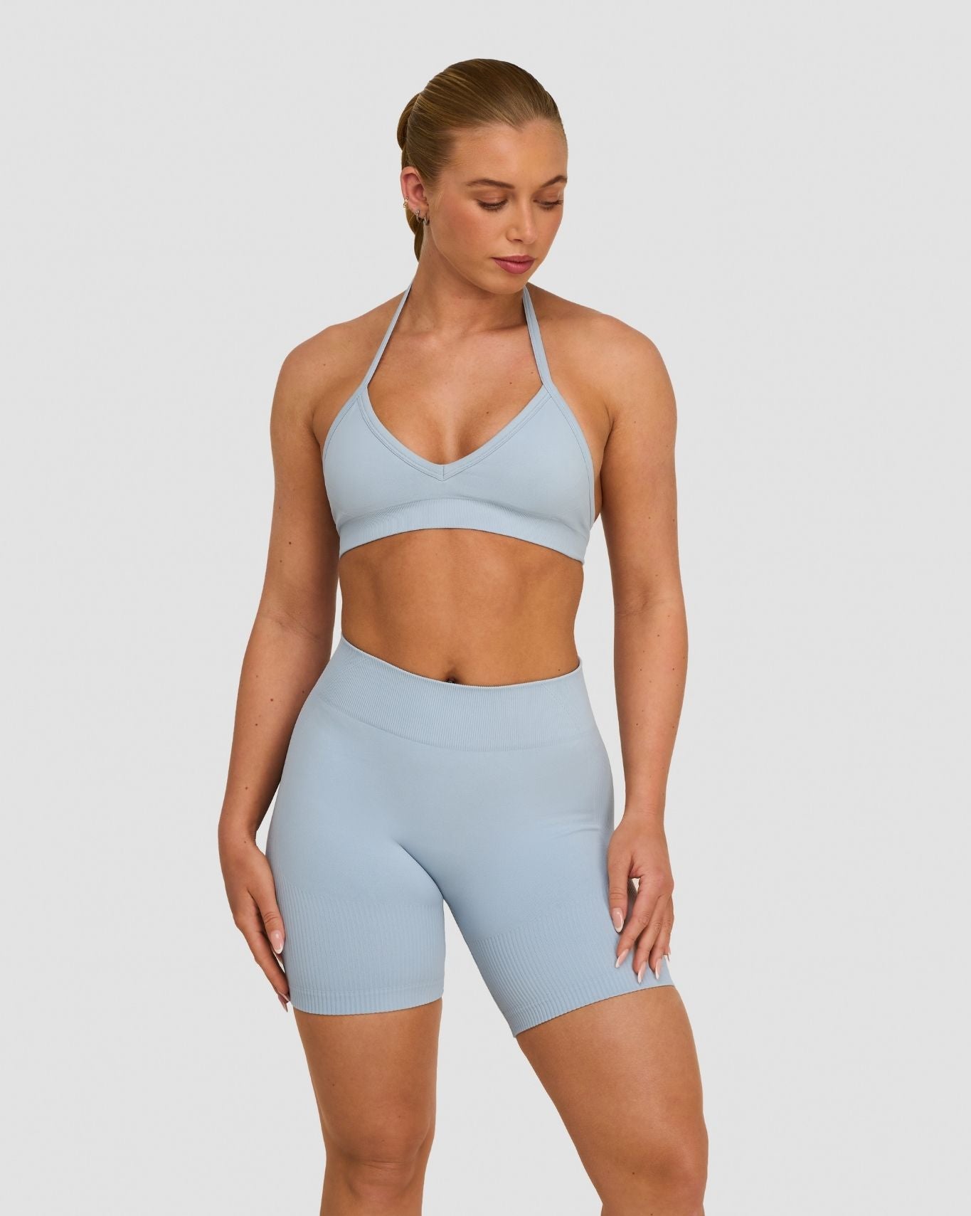 Elevate™ Sculpting Seamless Adjustable Halter Bra | Blue Haze