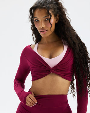 Essence Twist Knot Long Sleeve Top | Cherry Berry