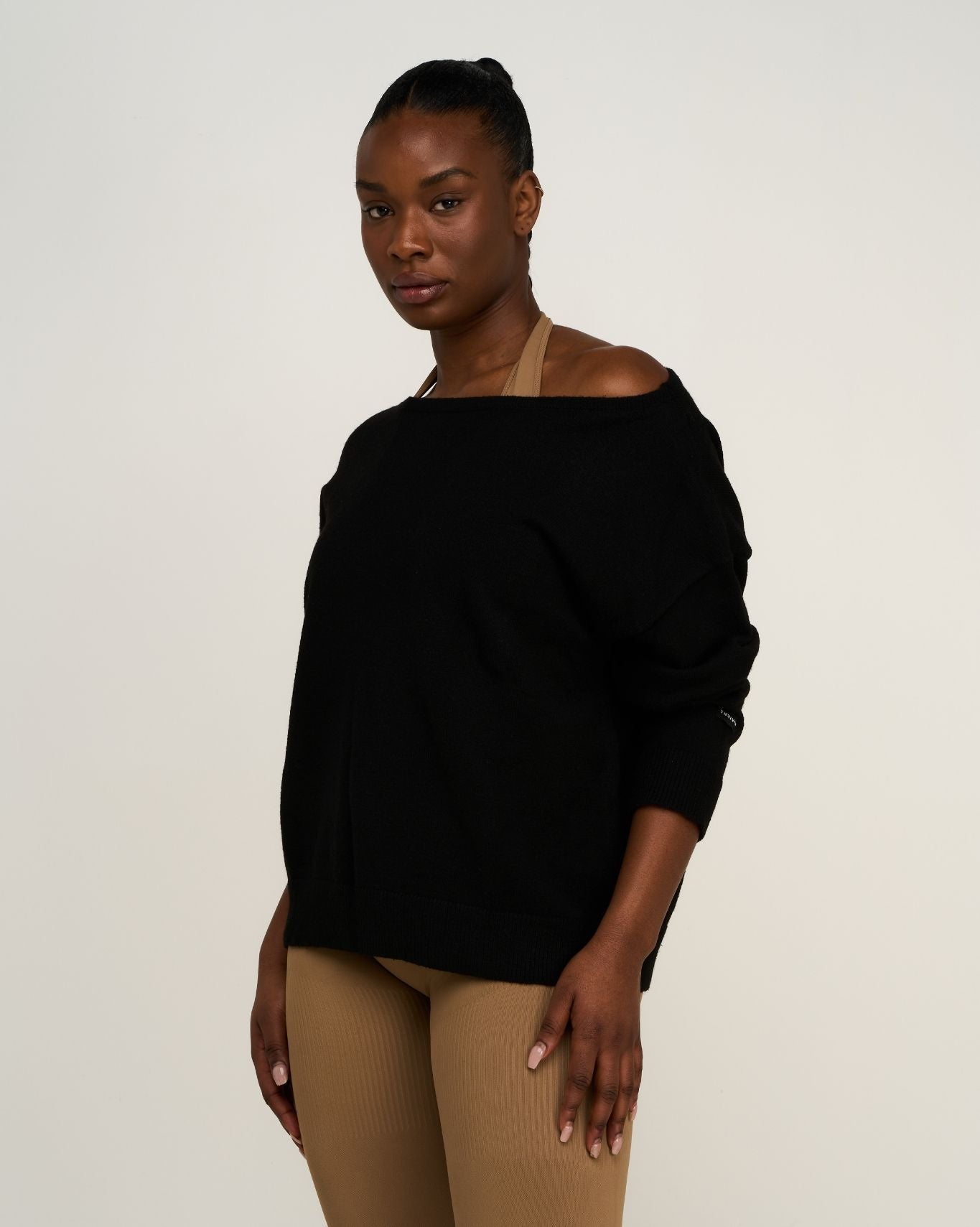 The Essential Collection Off The Shoulder Wool Blend Sweater | Night Black
