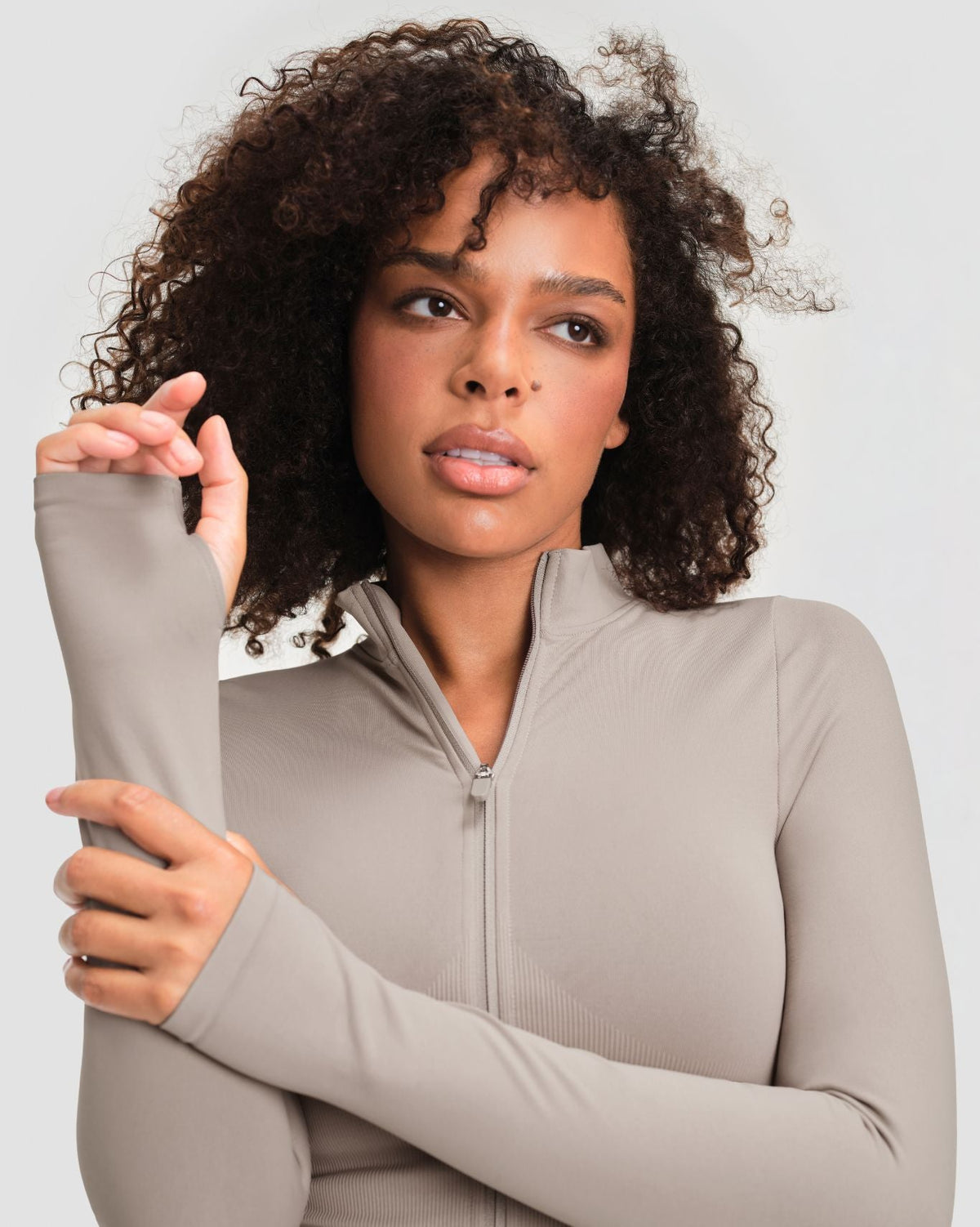 Elevate™ Compression Long Sleeve Jacket | Latte