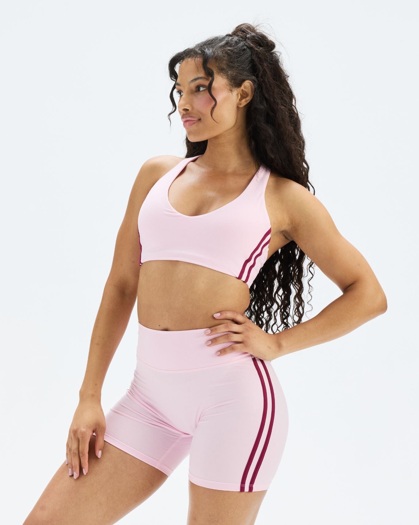 Essence Stripe Racer Back Sports Bra | Cherry Blossom