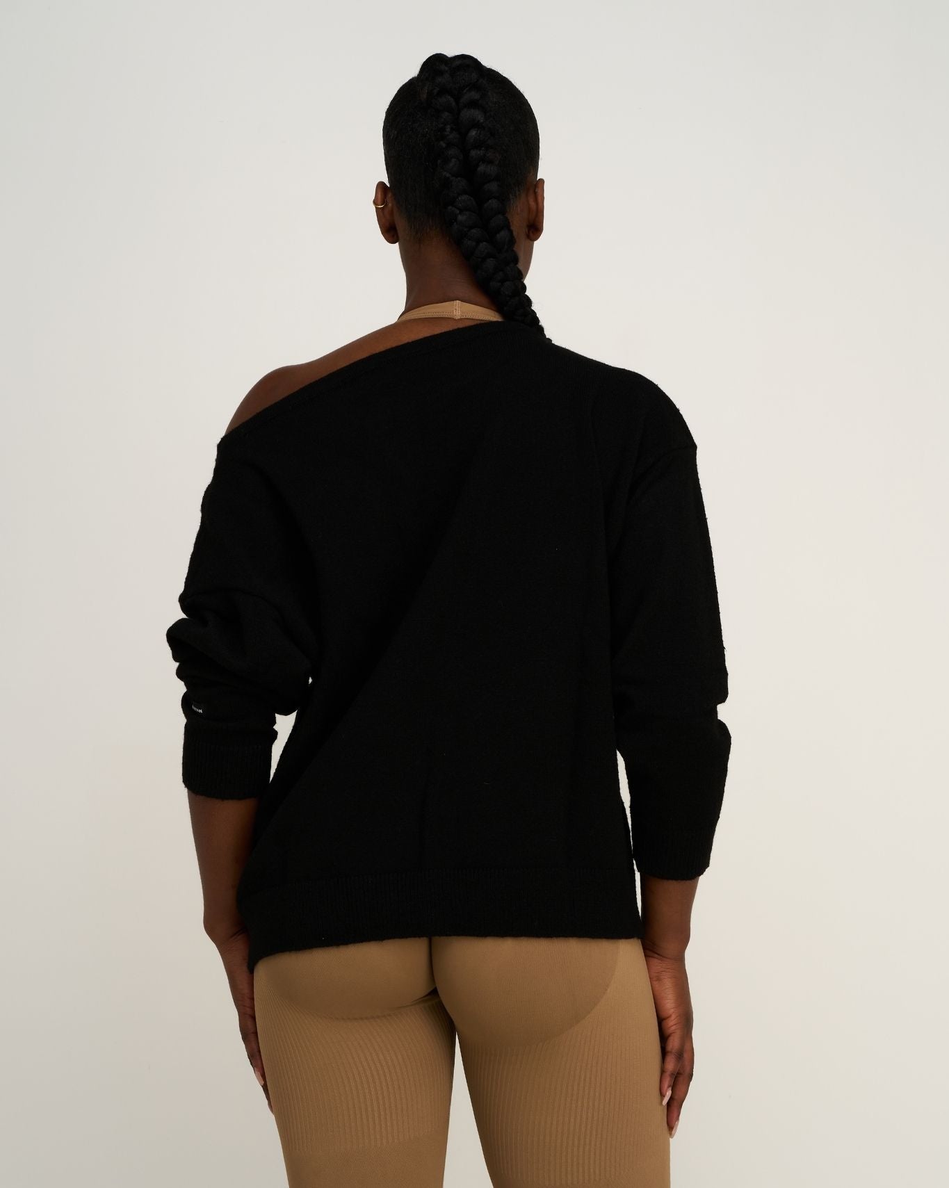 The Essential Collection Off The Shoulder Wool Blend Sweater | Night Black