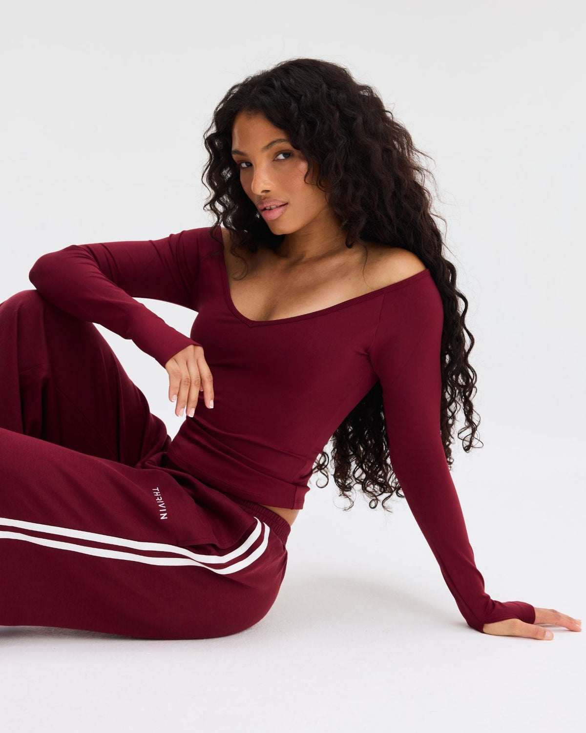Wide Leg Striped Joggers | Fine Wine