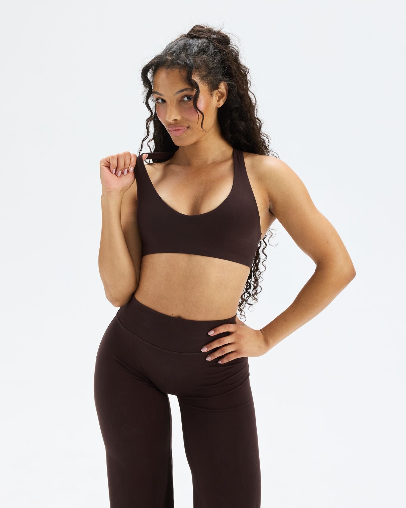 Essence Racer Back Sports Bra | Coffee