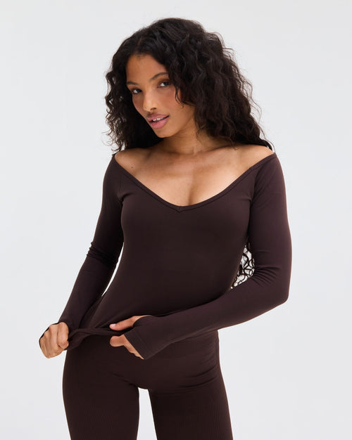 Elevate™ Sculpting Seamless V-Neck Top | Coffee