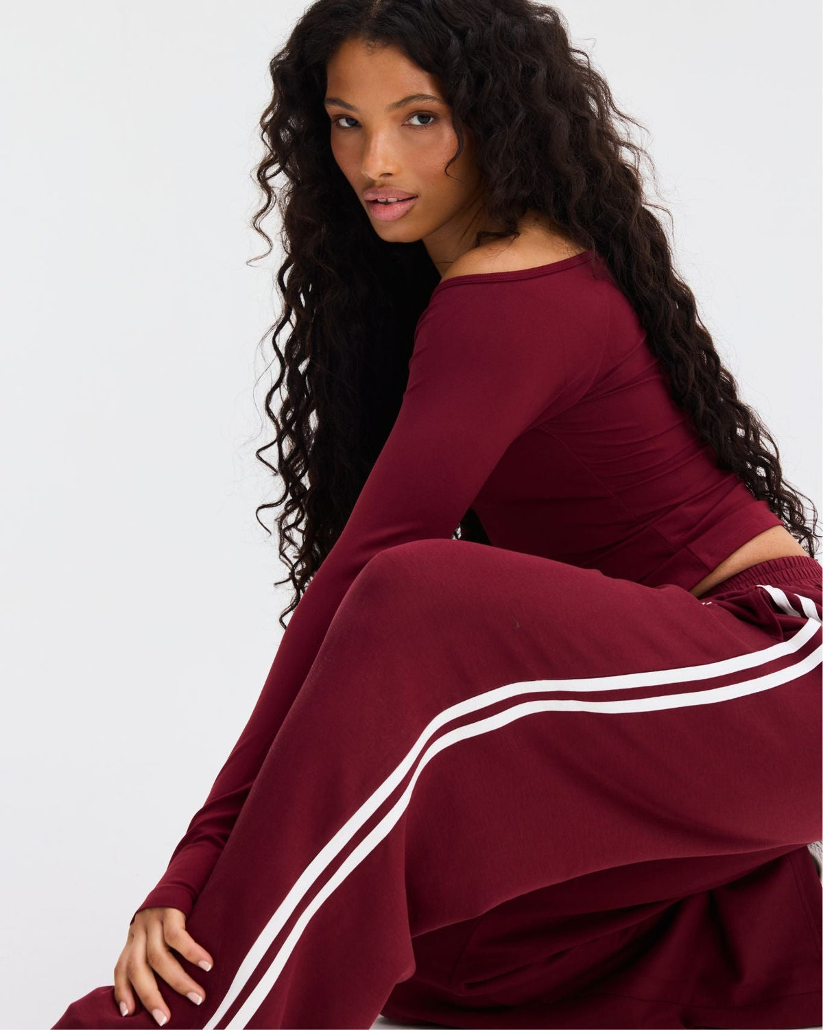 Wide Leg Striped Joggers | Fine Wine
