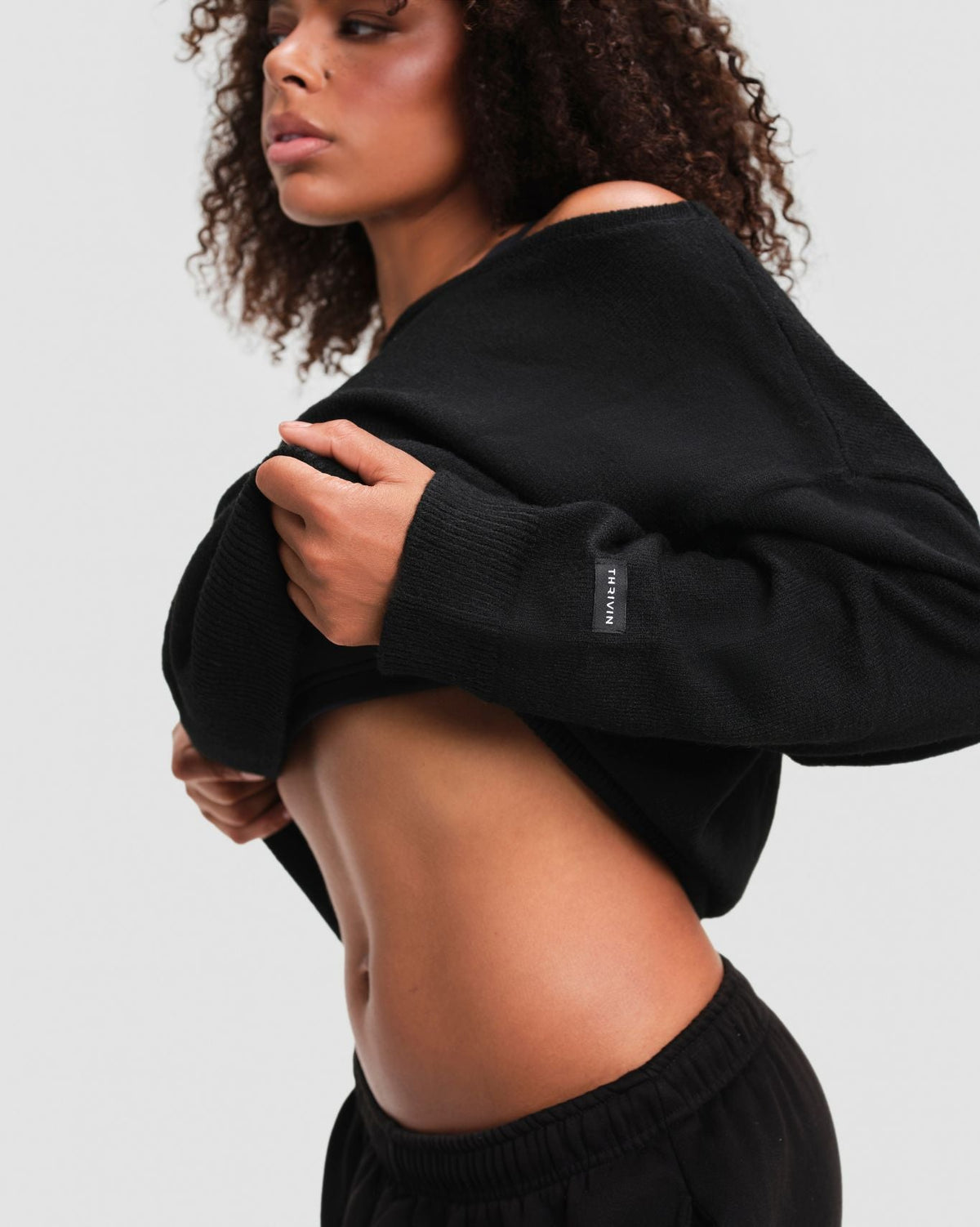 The Essential Collection Off The Shoulder Wool Blend Sweater | Night Black