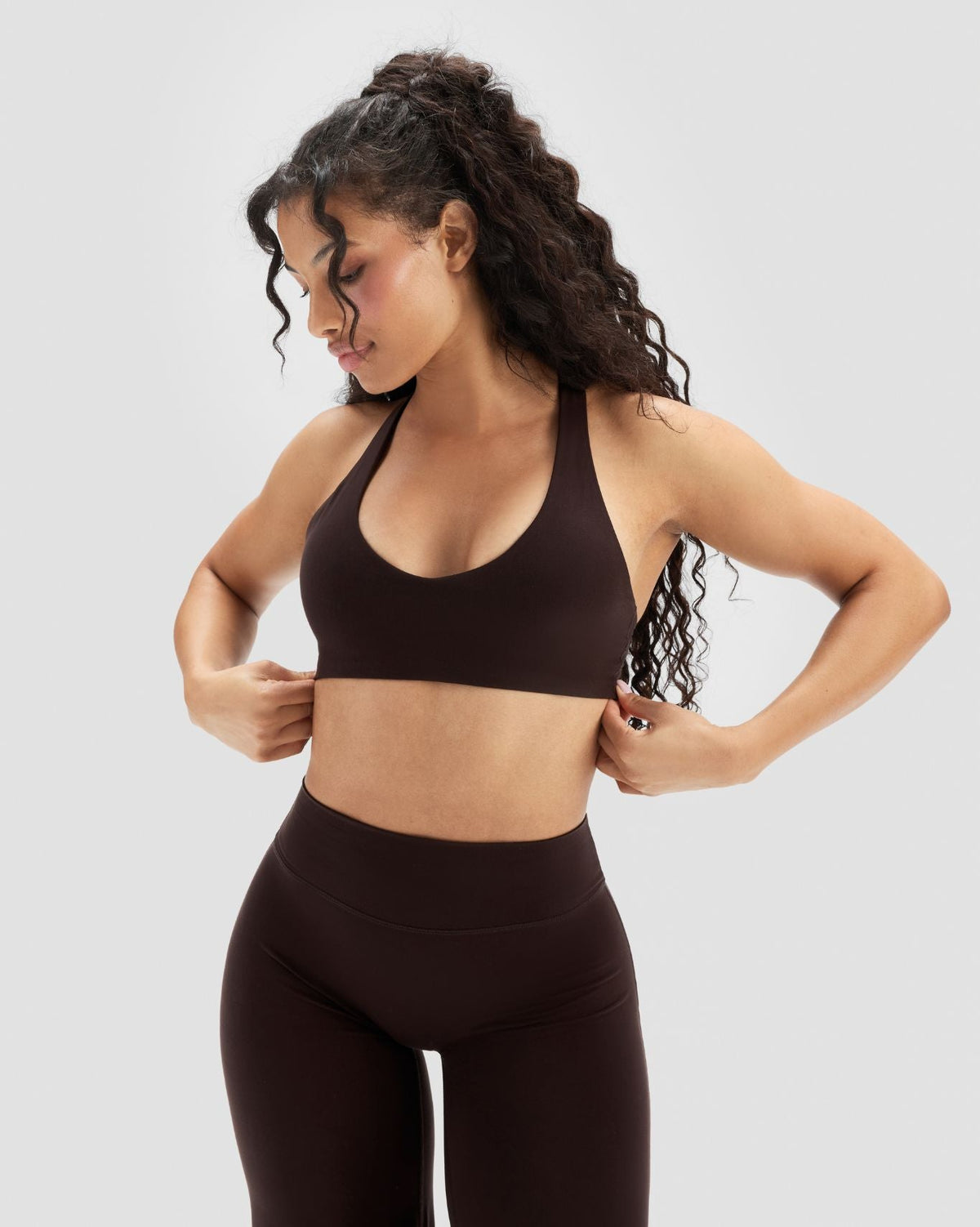 Essence Racer Back Sports Bra | Coffee