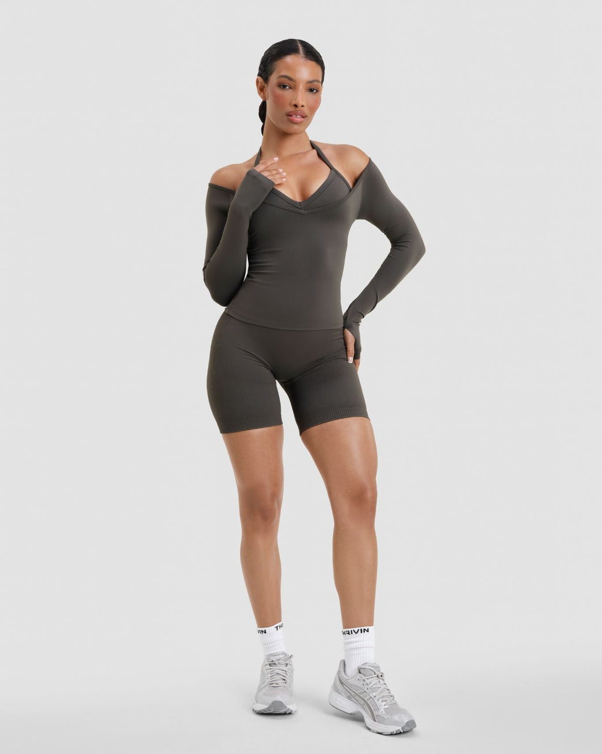 Elevate™ Sculpting Seamless V-Neck Top | Olive Green
