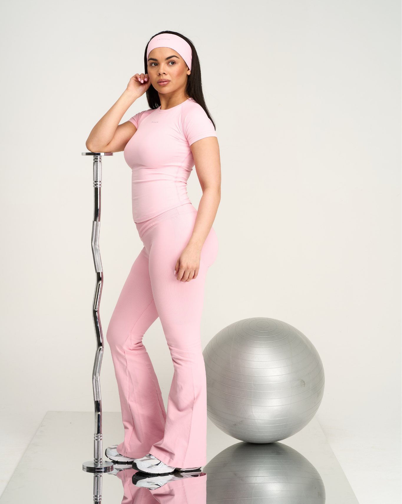 The Essential Collection Chrome Logo Headband | Cotton Pink